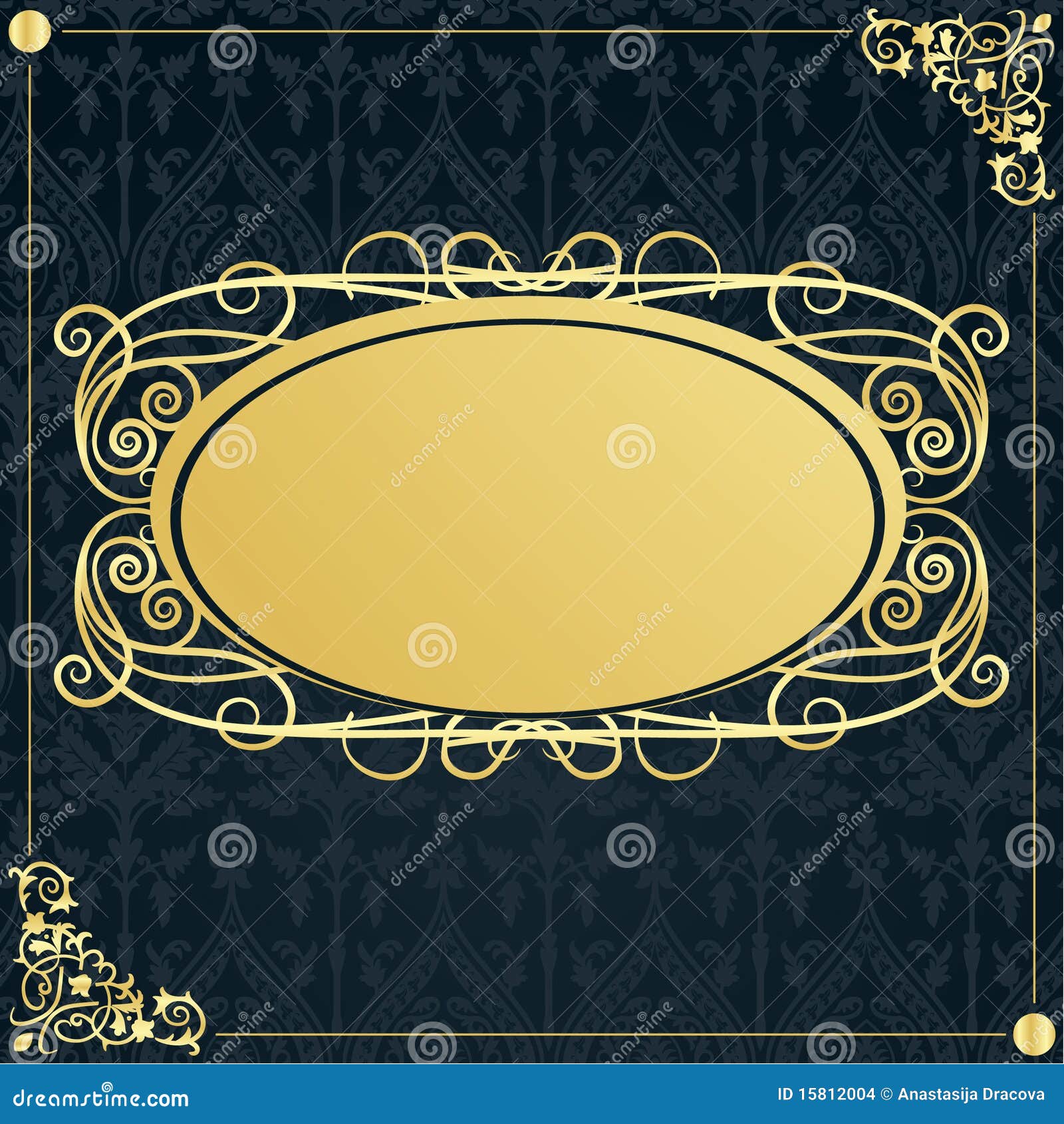 Gold Frame in Vintage Style Stock Vector Illustration of drapery, design 15812004