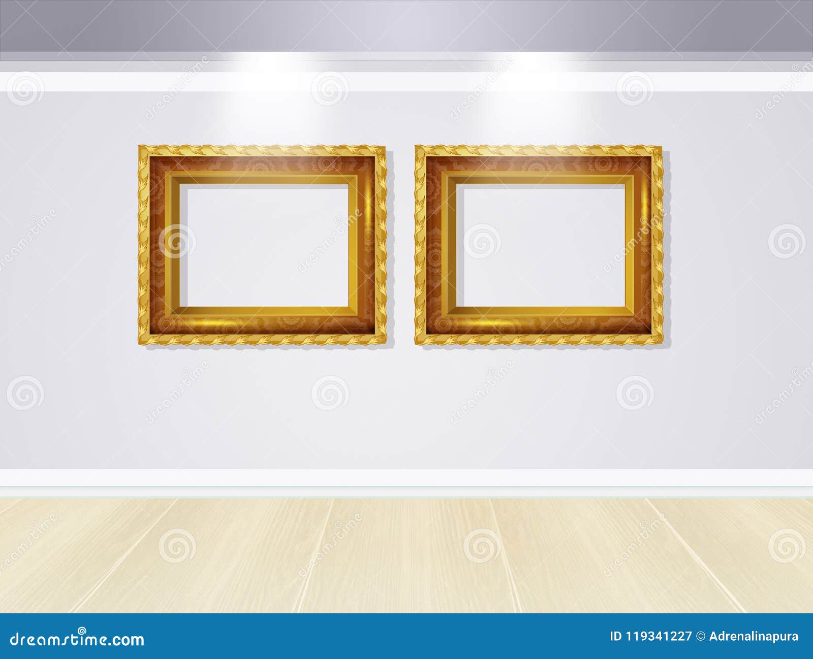 Gold Frames in the Art Gallery Stock Illustration Illustration of