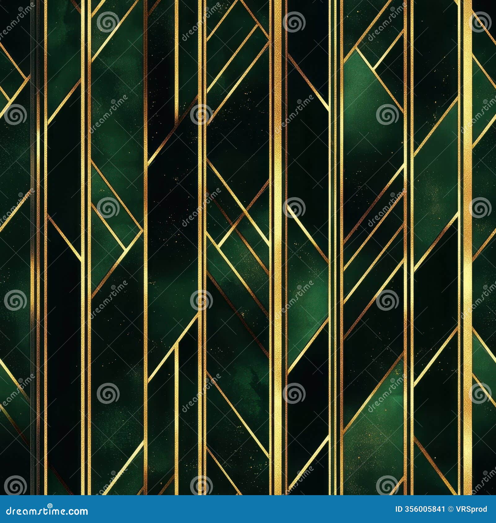gold geometric art deco pattern on dark green