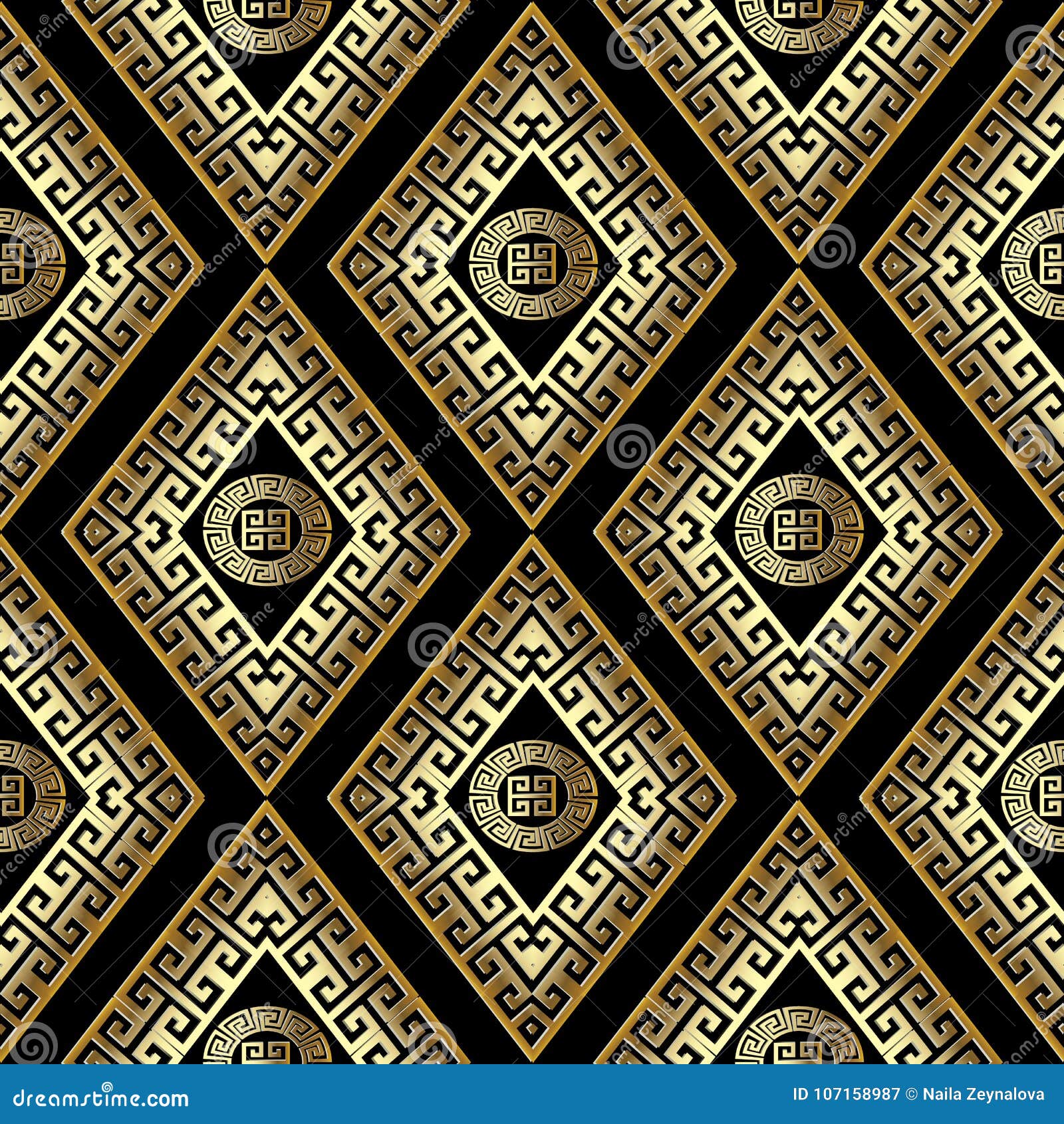 Gold Geometric Meander Vector Seamless Pattern. Abstract Backgr Stock ...