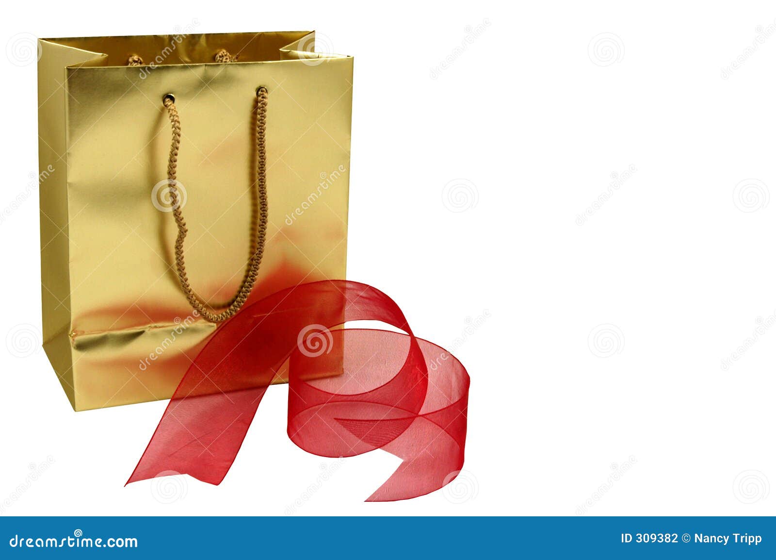 Gold gift bag stock photo. Image of birthday, shimmer, paper 309382