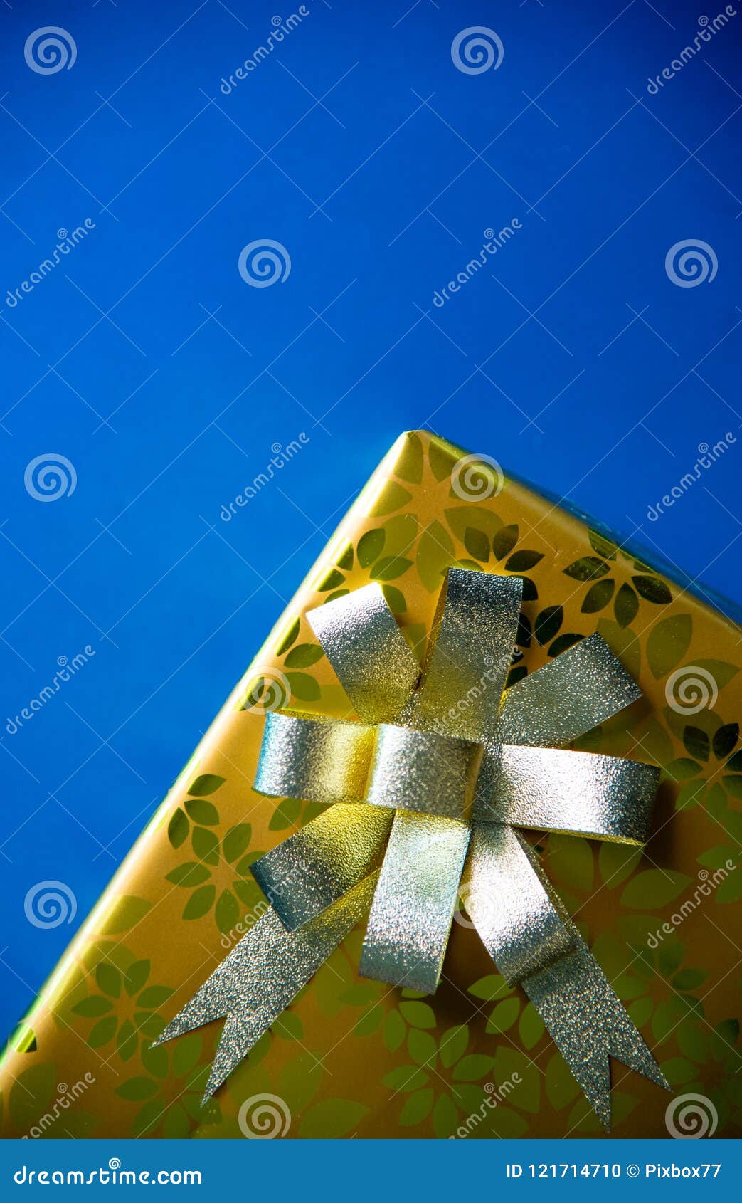 Gift Box on Blue Background Stock Photo Image of ribbon, package
