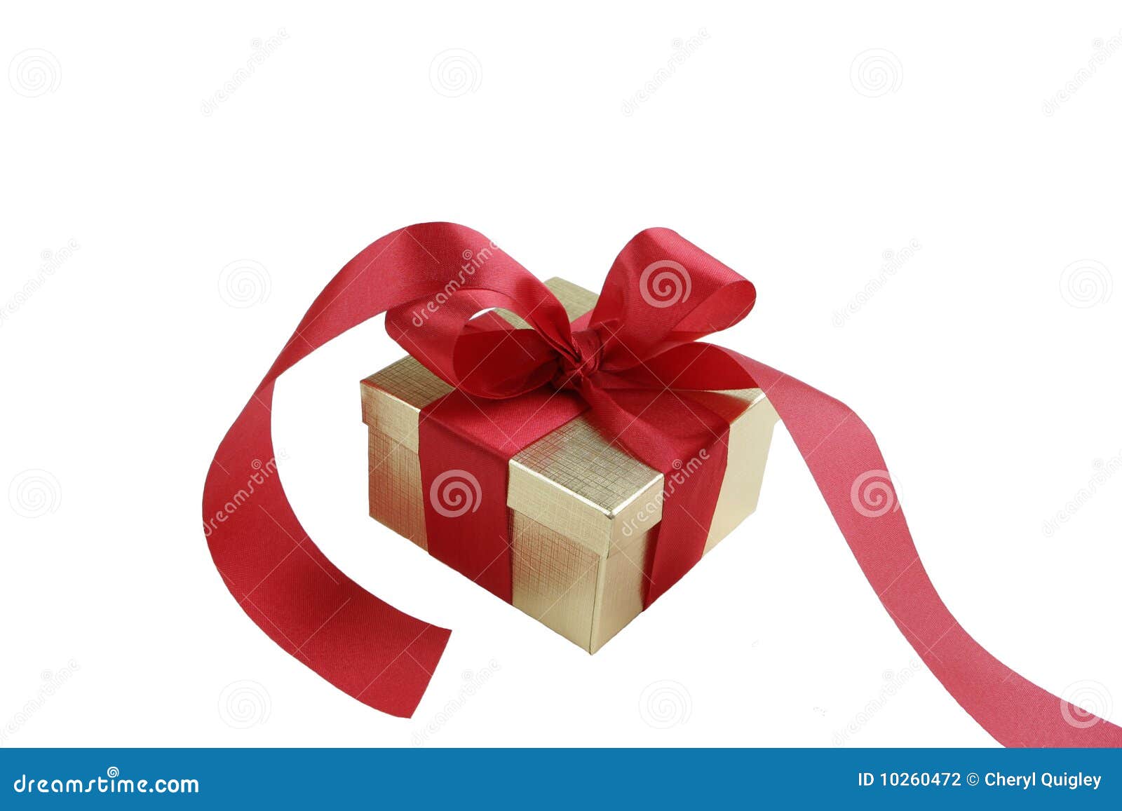 Gold Gift Box with Red Bow stock photo. Image of isolated 10260472