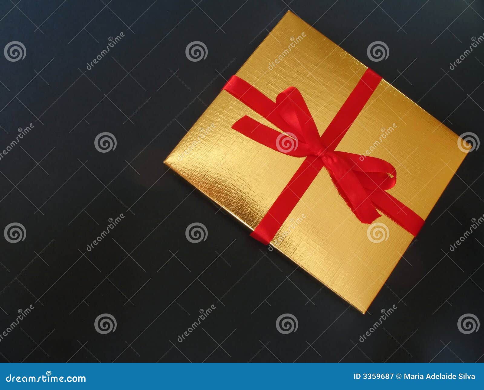 Gold Gift Box Red Ribbon 1 Stock Image Image of ribbon, space 3359687