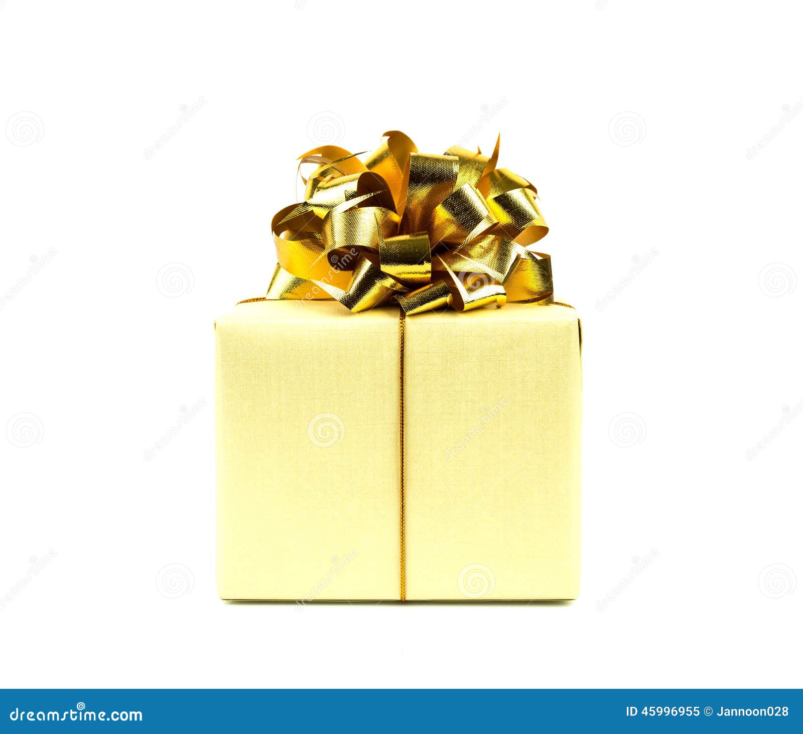 Gold gift box with ribbon stock image. Image of gold 45996955