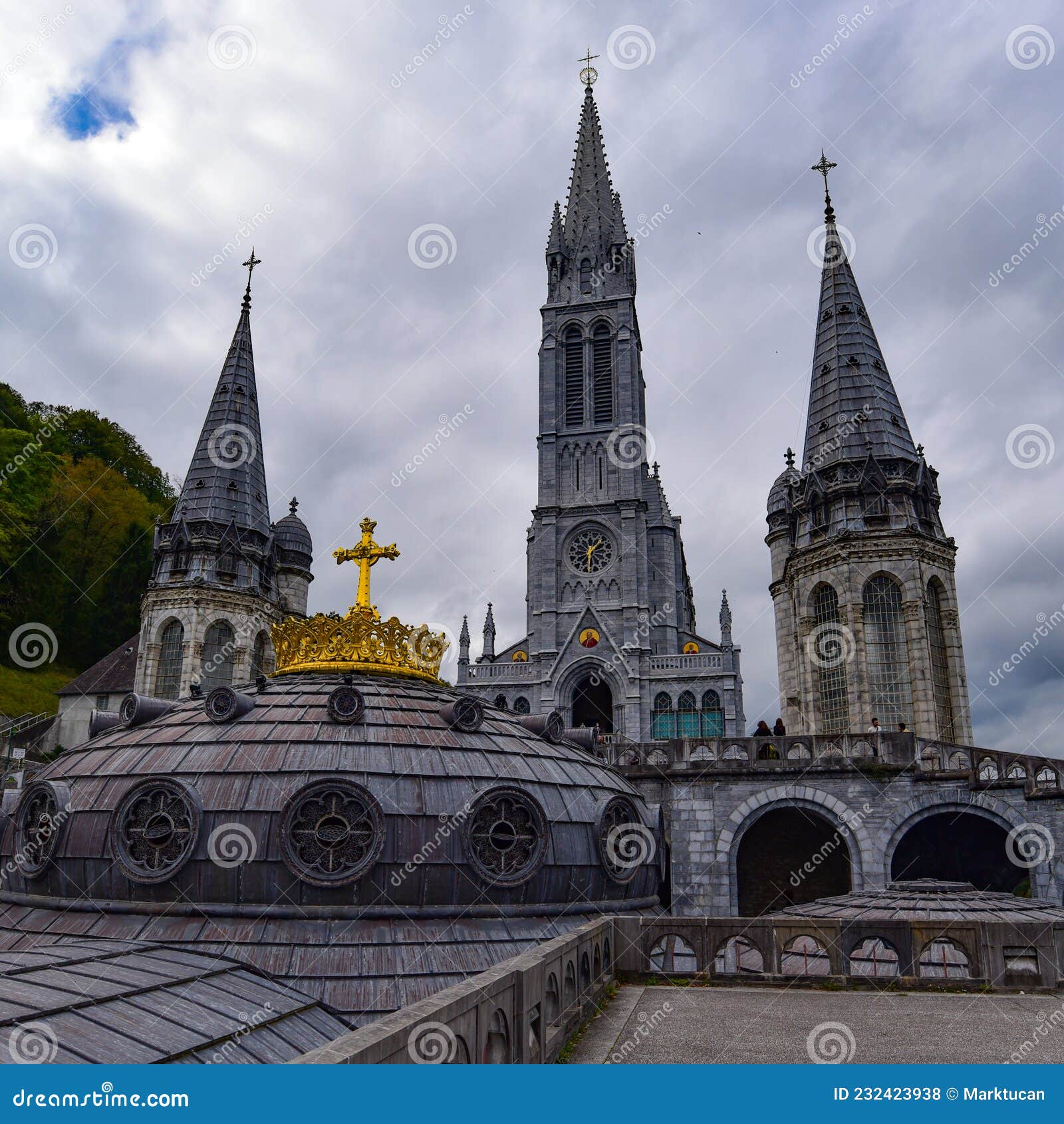 Gold Gilded Cross Atop the Dome of the Basilica of Our Lady of the ...