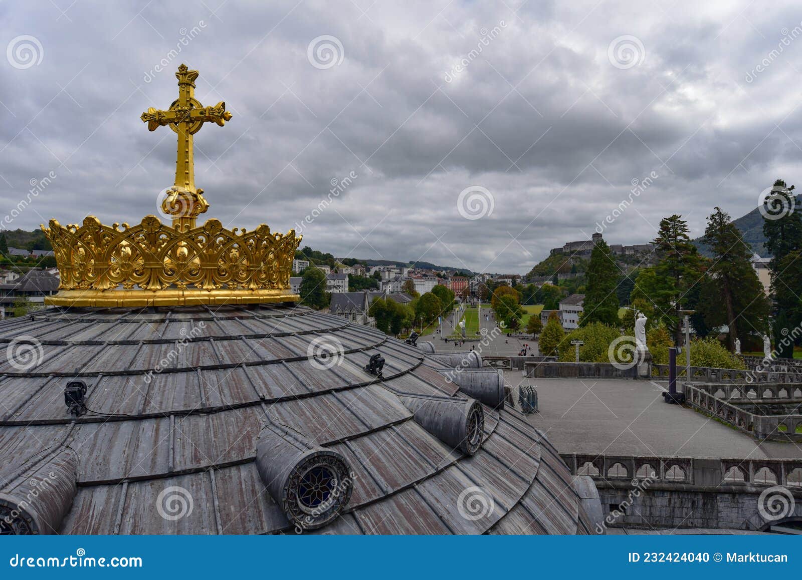 Gold Gilded Cross Atop the Dome of the Basilica of Our Lady of the ...