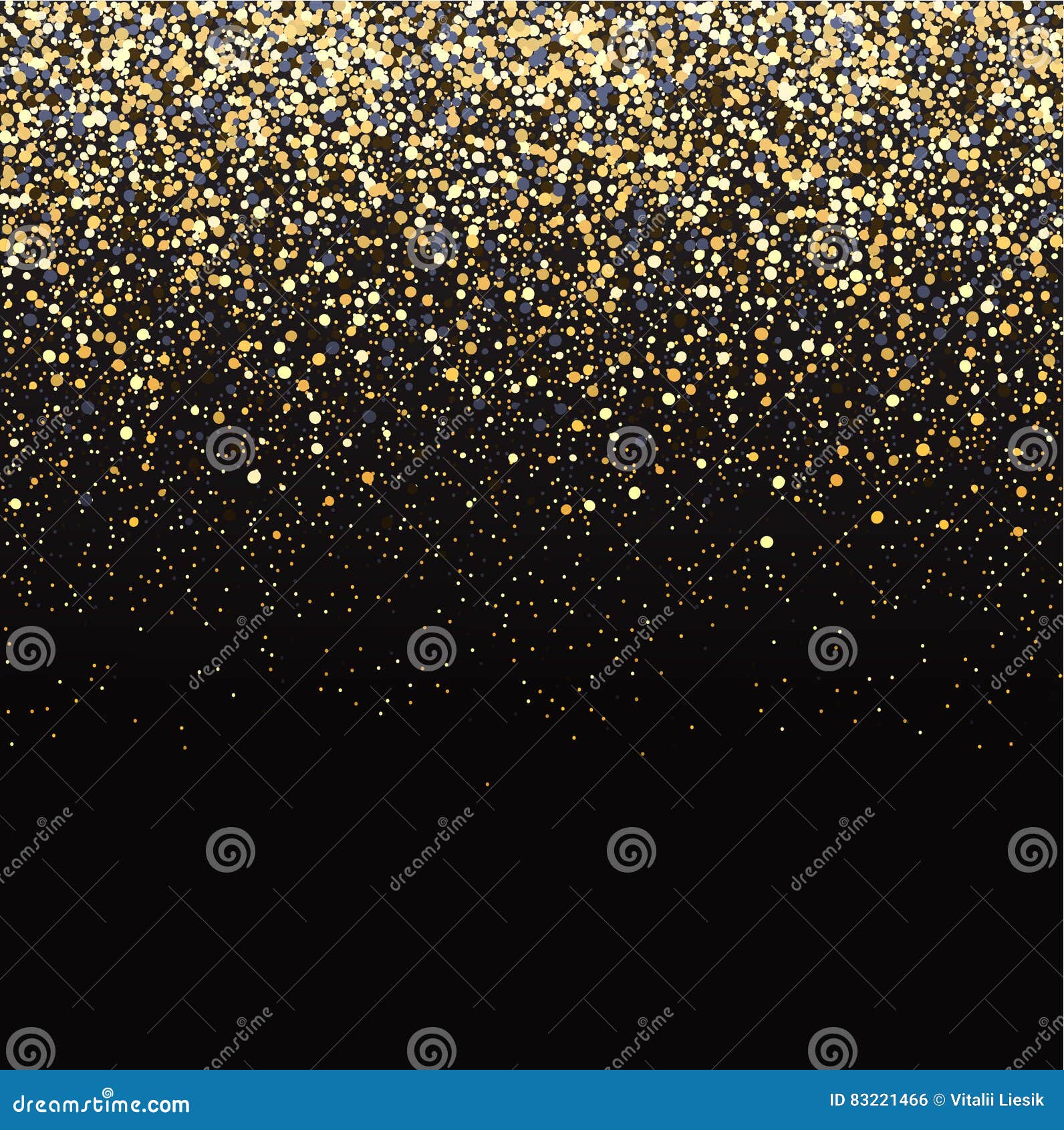 Gold Glitter Black Background. Stock Vector Illustration of golden
