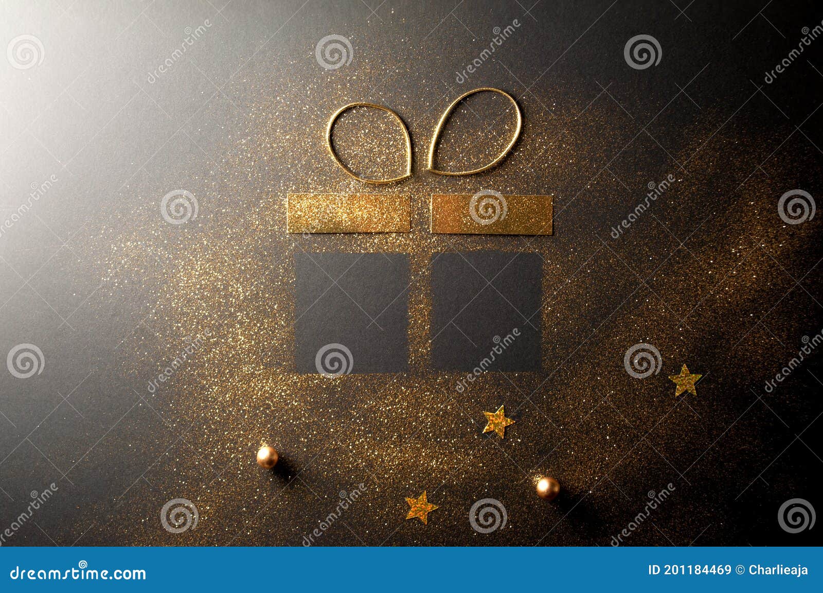 Gold glitter gift box stock image. Image of gold, present 201184469