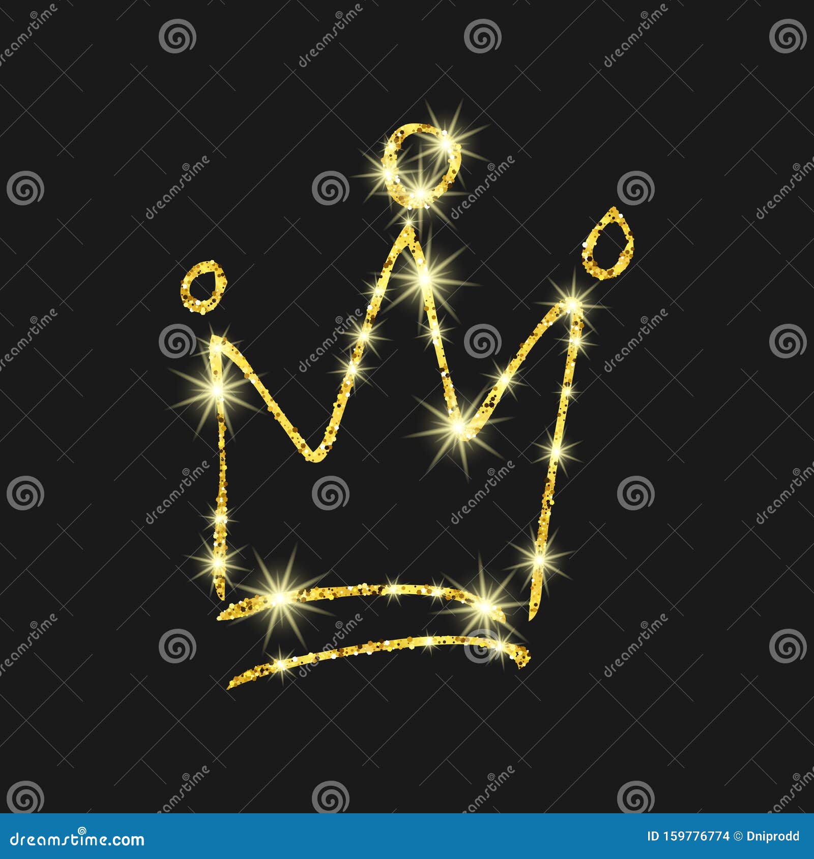 Download Gold Glitter Hand Drawn Crown Stock Vector - Illustration ...