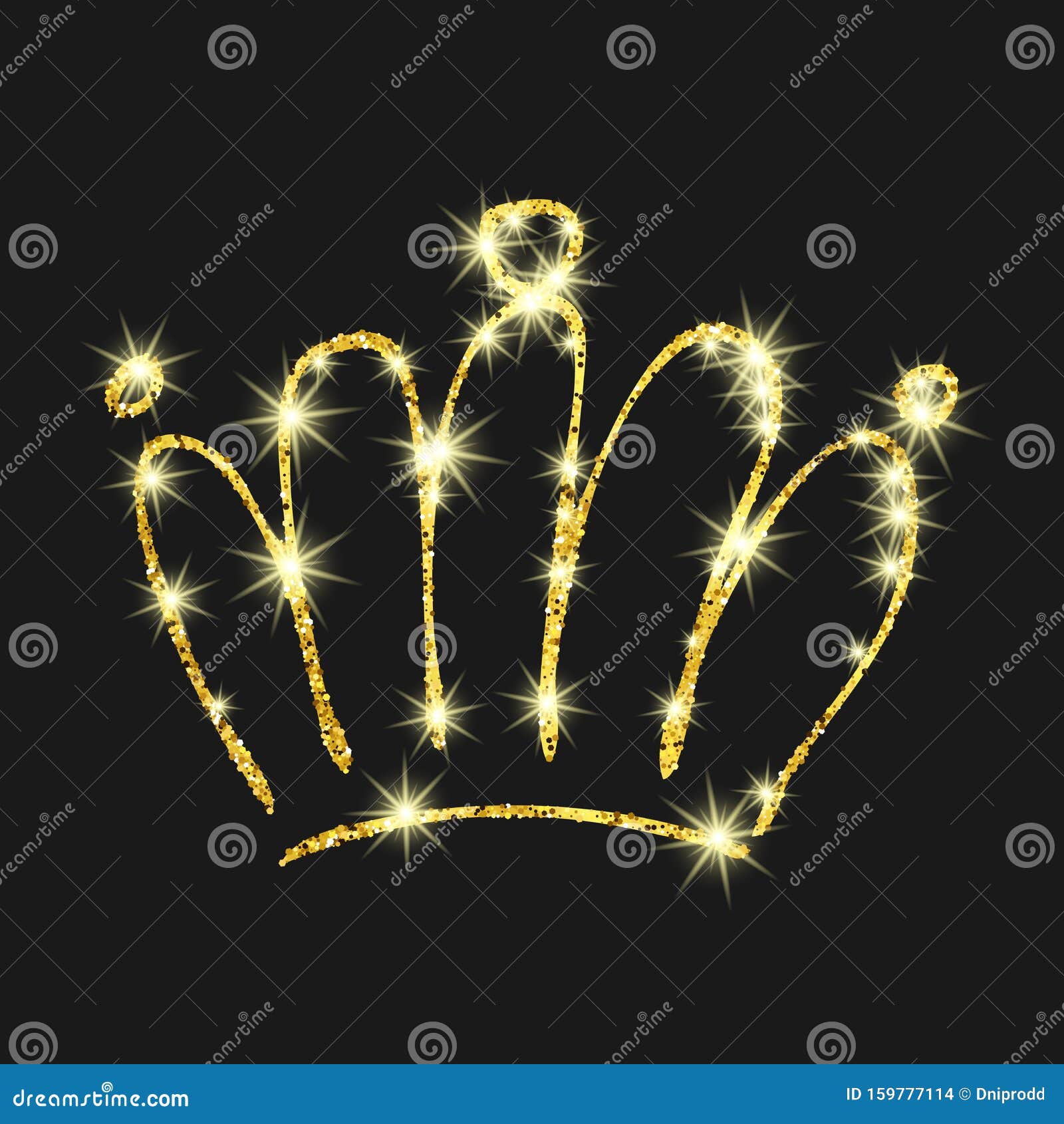 Download Gold Glitter Hand Drawn Crown Stock Vector - Illustration ...