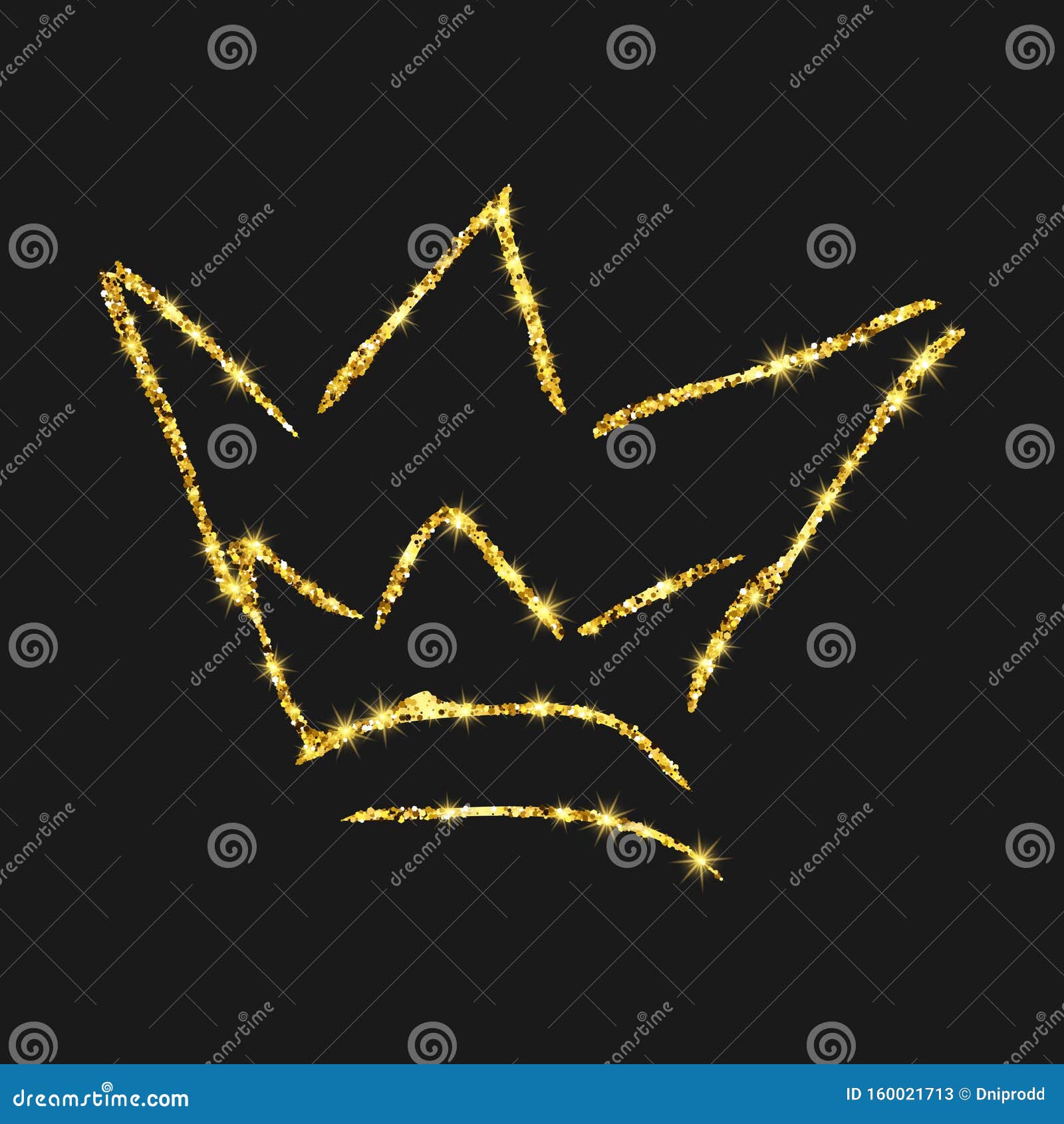 Download Gold Glitter Hand Drawn Crown Stock Vector - Illustration ...