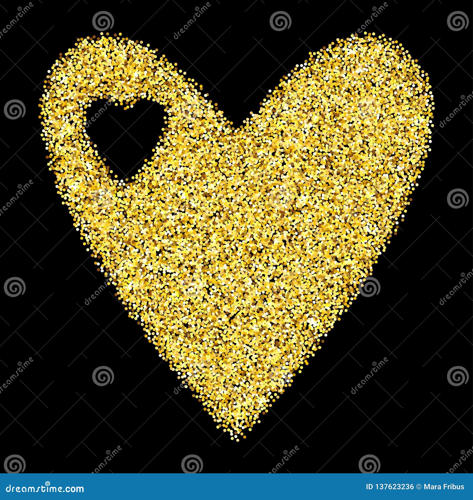 Gold Glitter Heart Stock Vector Illustration Of Isolated 137623236