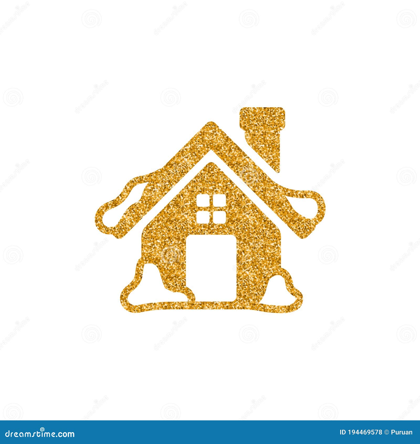 Gold Glitter Icon - House stock vector. Illustration of happy - 194469578