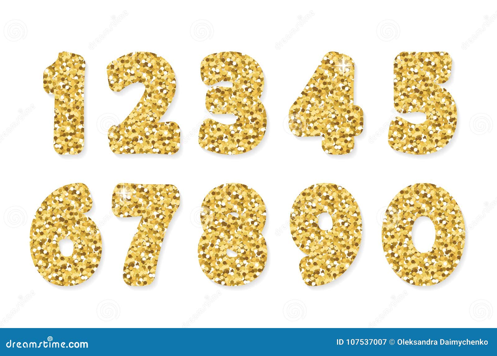 Gold Glitter Numbers. for Birthday and Party Festive Design Stock