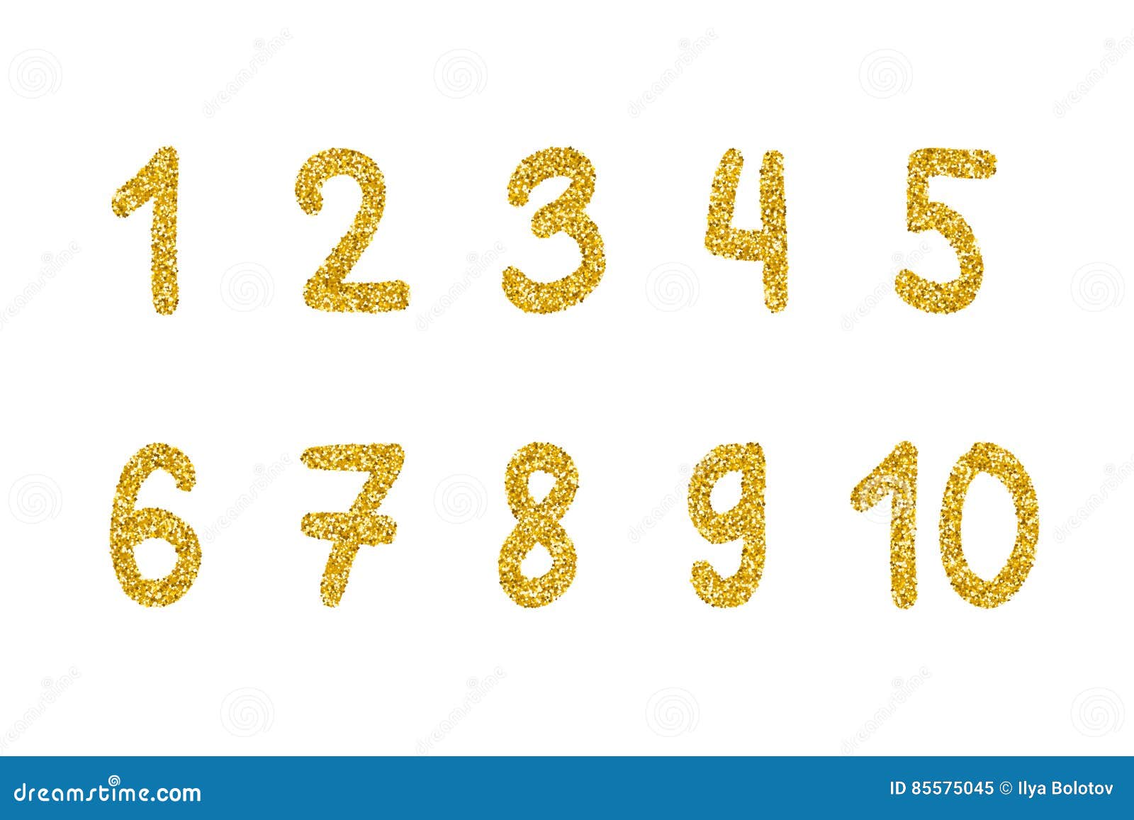 Gold Glitter Numbers Stock Vector Illustration Of Character 85575045