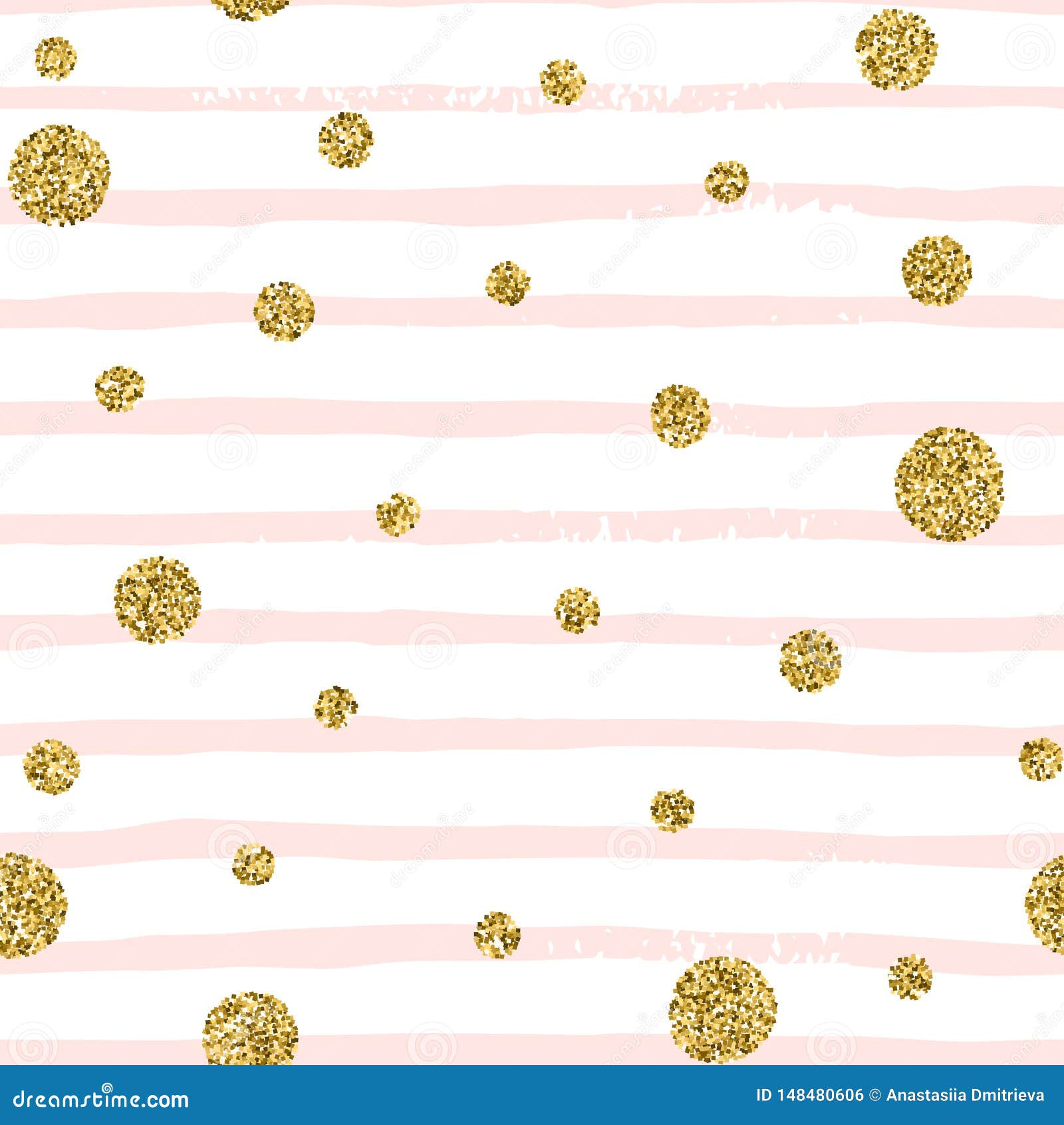 Gold Glitter on Pink Striped Background Stock Vector - Illustration of