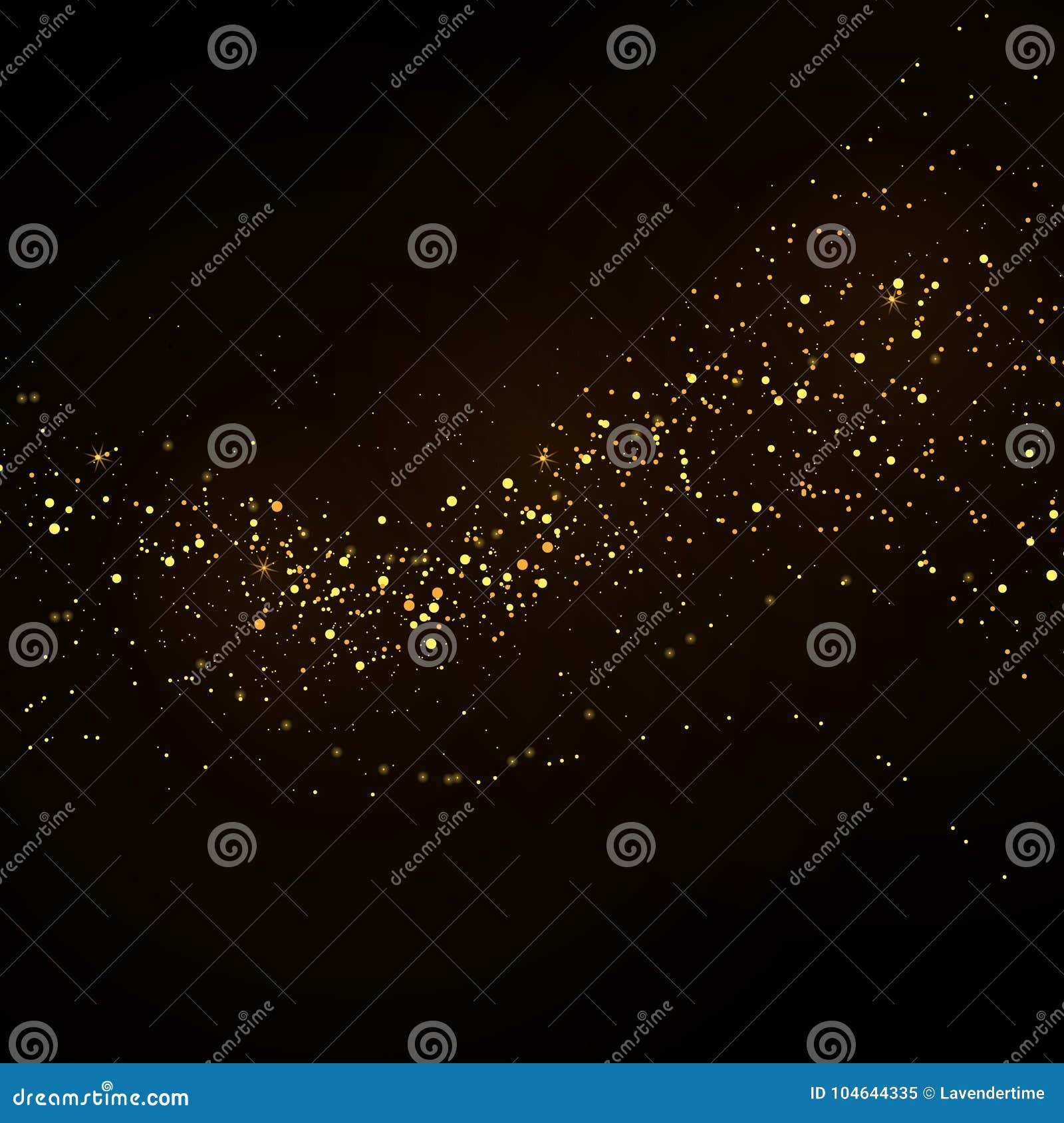 Gold Glitter Powder Splash Vector Background. Golden Scattered Stock