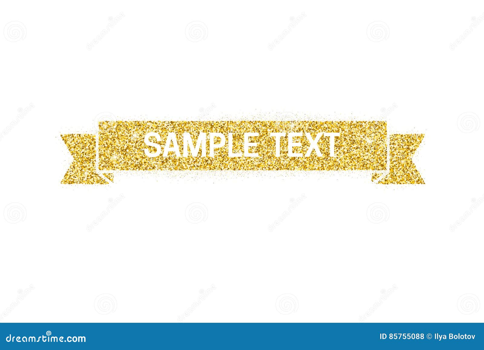 Gold glitter ribbon. stock vector. Illustration of horizontal 85755088