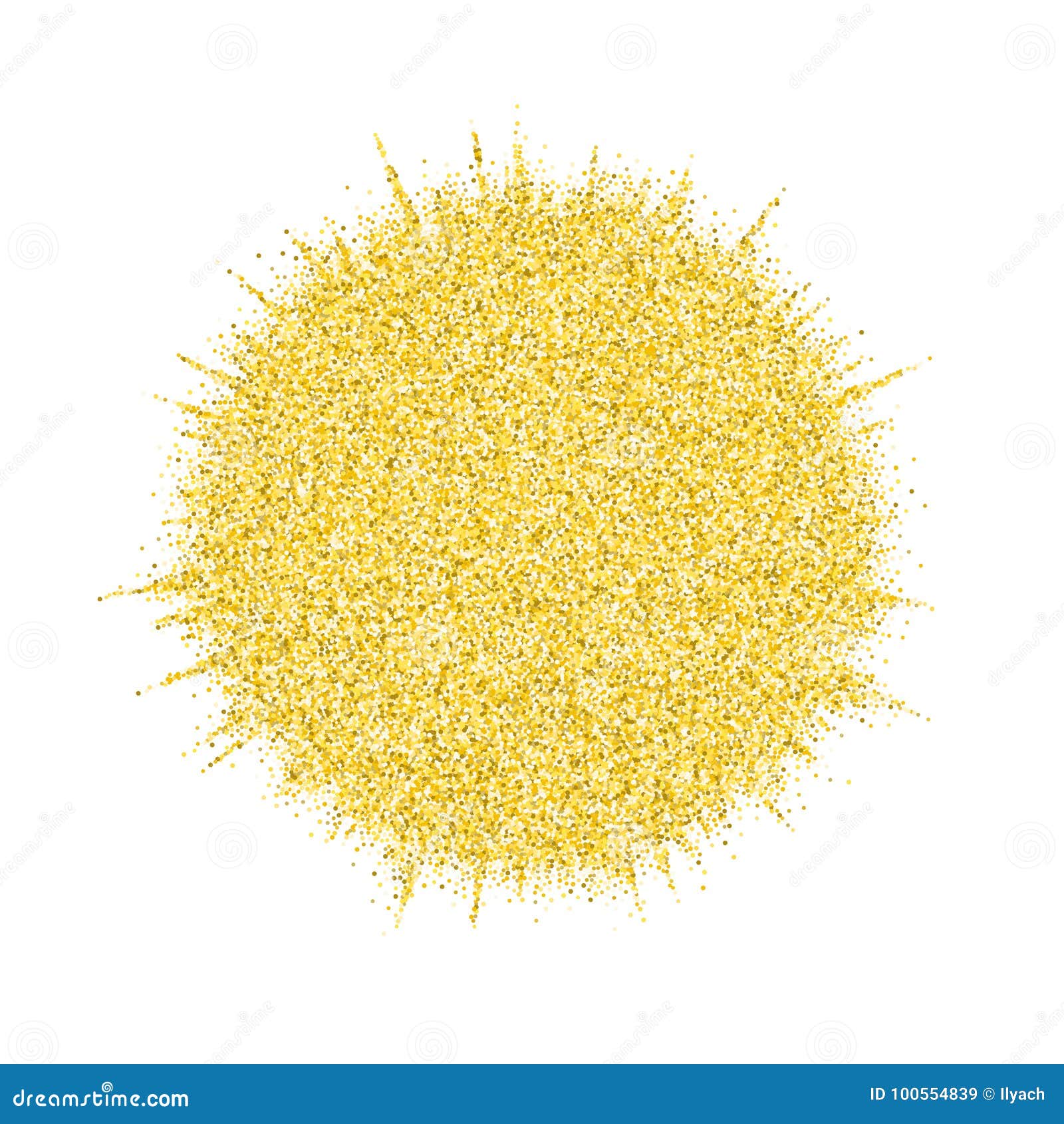 Gold Glitter Splash or Golden Glittering Cicrle Splatter Texture Vector