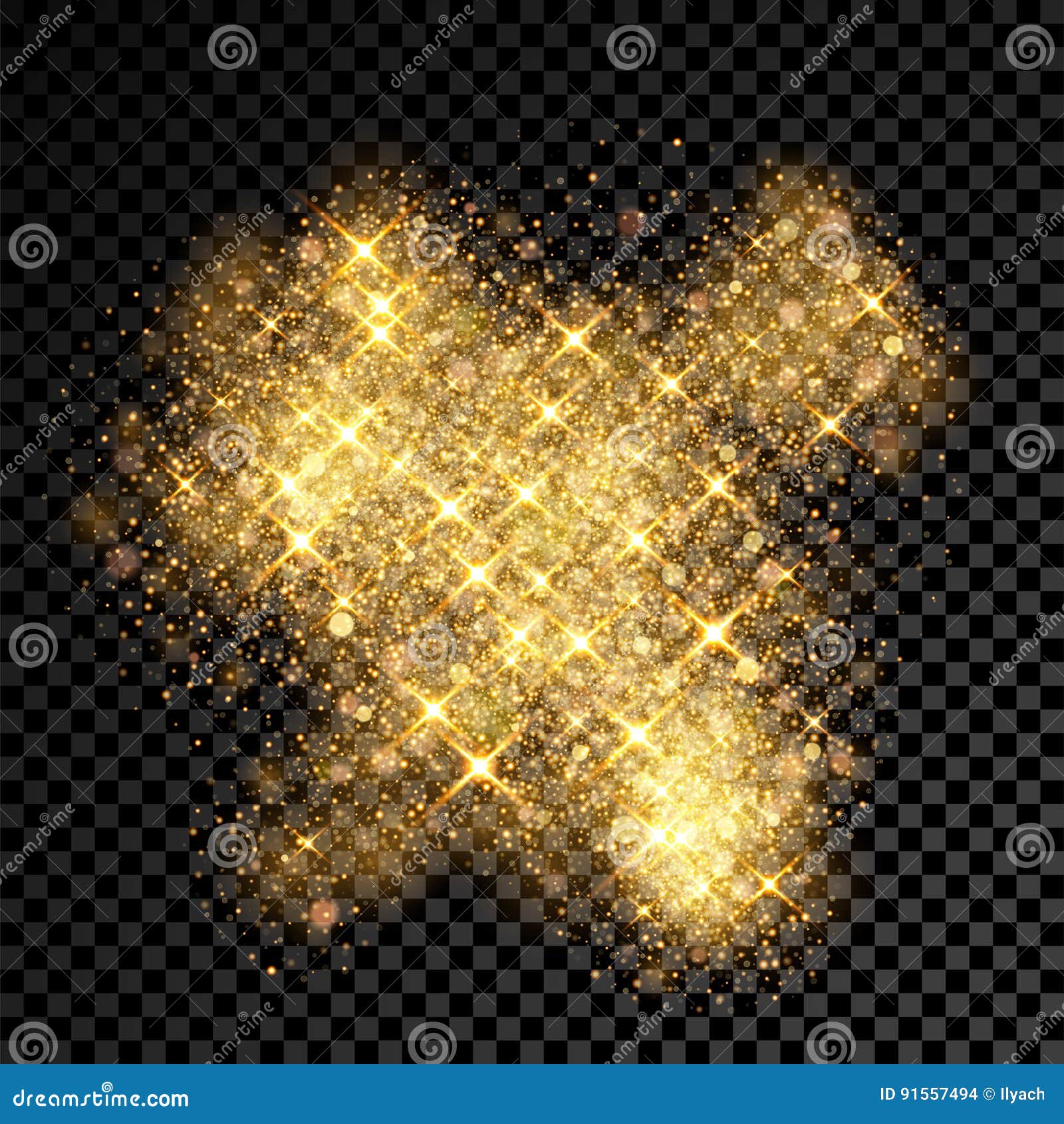 Gold Glitter Spray Effect of Sparkling Particles on Vector Transparent  Background Stock Vector - Illustration of glitter, black: 91557494