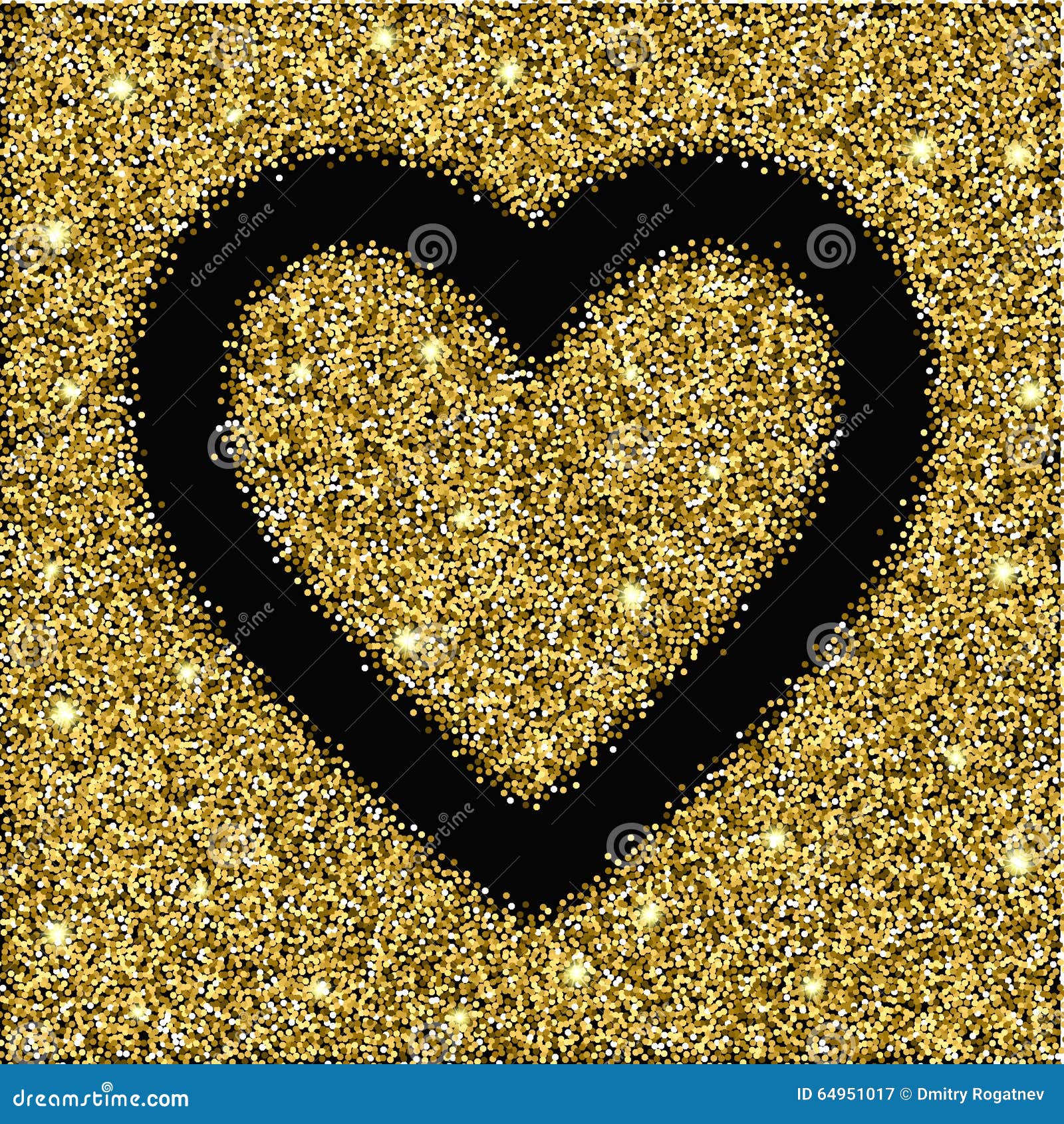 Gold Glitter Texture And Heart Frame Stock Vector Illustration Of