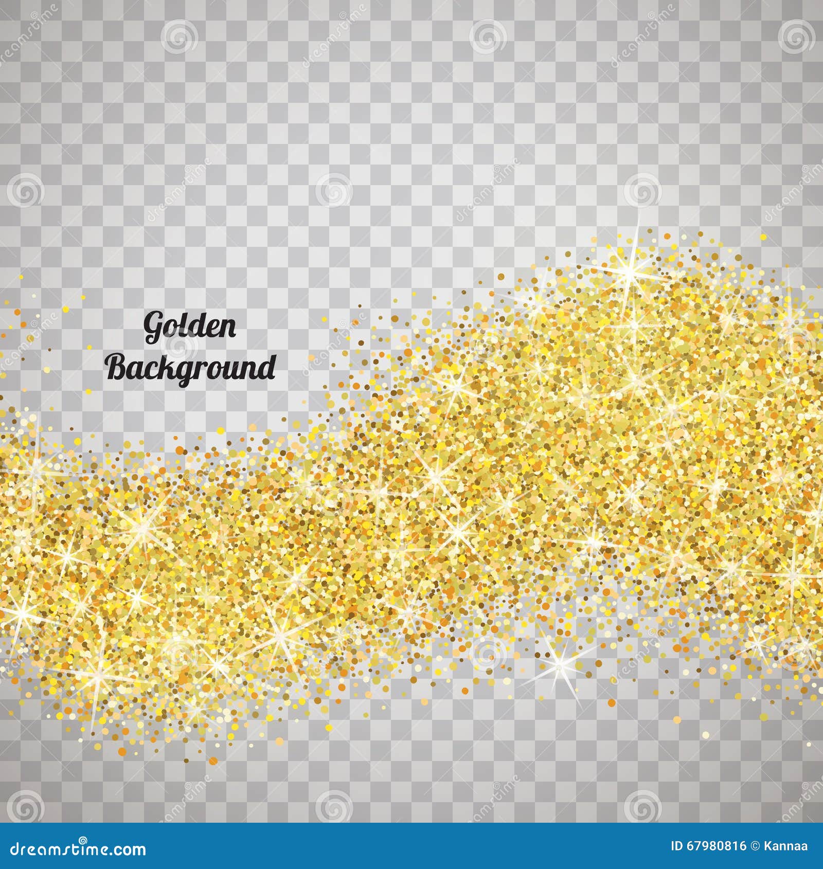 Seamless gold glitter texture isolated on golden background. Sparkle sequin  tinsel yellow bling. Stock Illustration