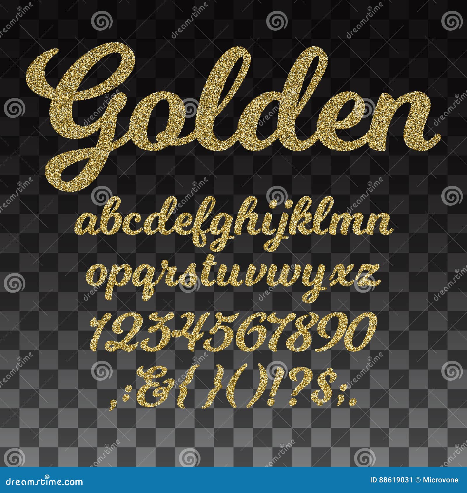 Gold Glitter Vector Font Golden Alphabet With Lowercase Letters