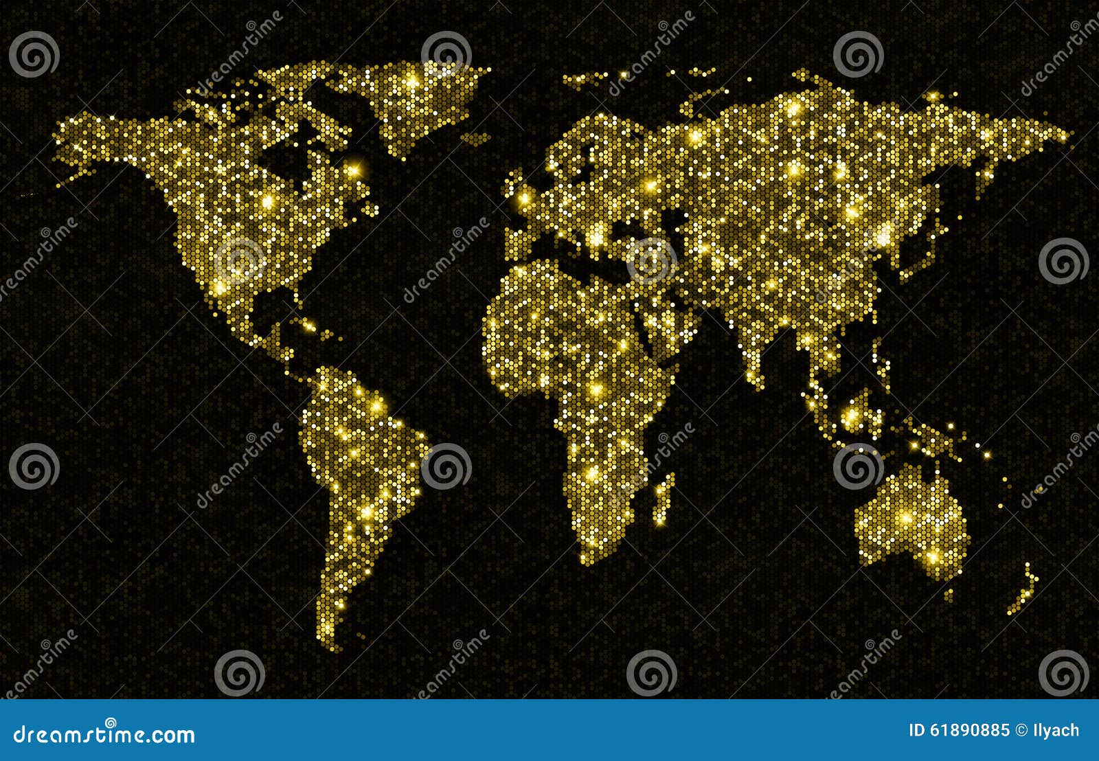 Gold Glittering Light World Map Stock Image Image of dark, dust 61890885