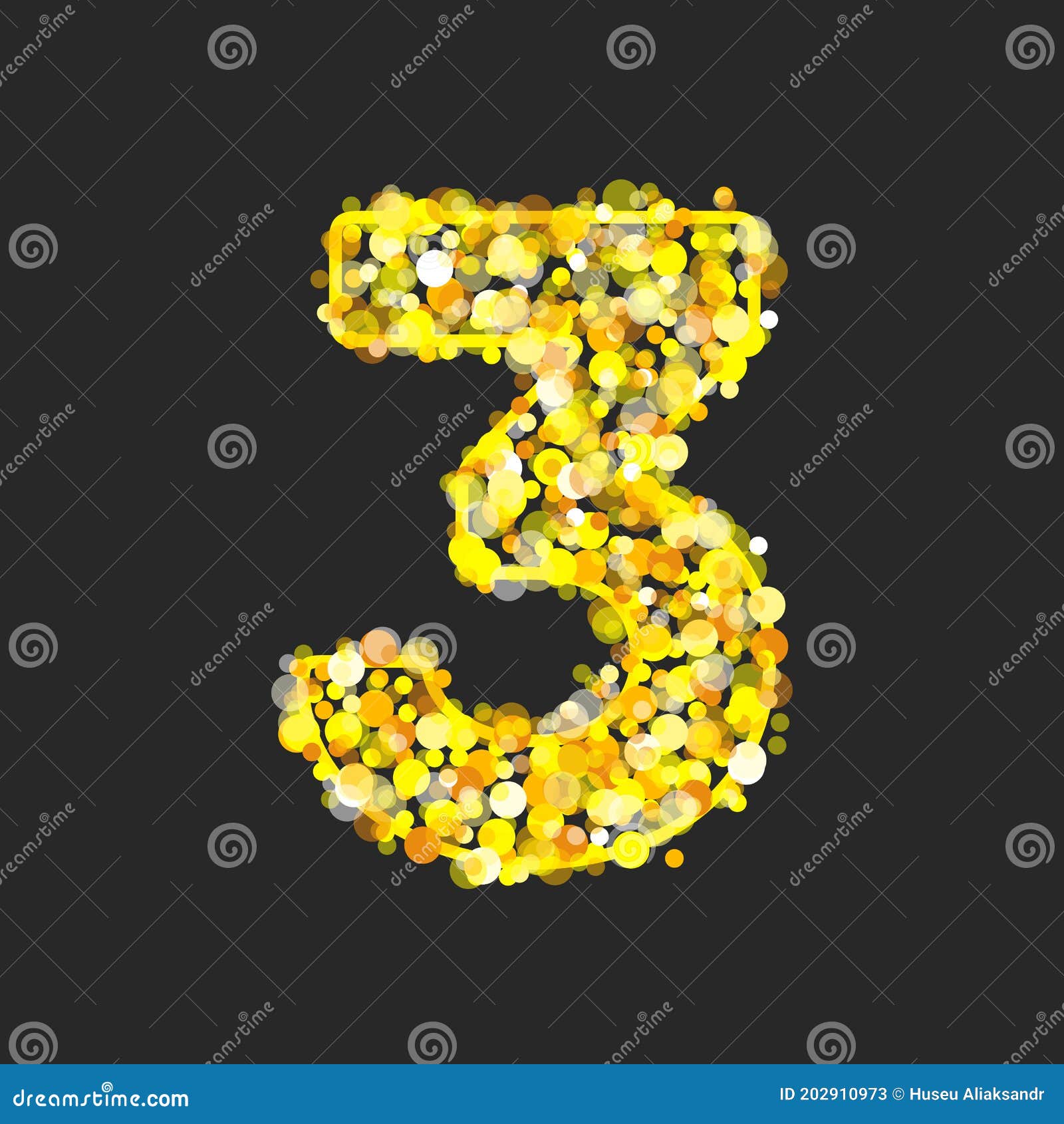Gold glittering number 3 stock illustration. Illustration of font