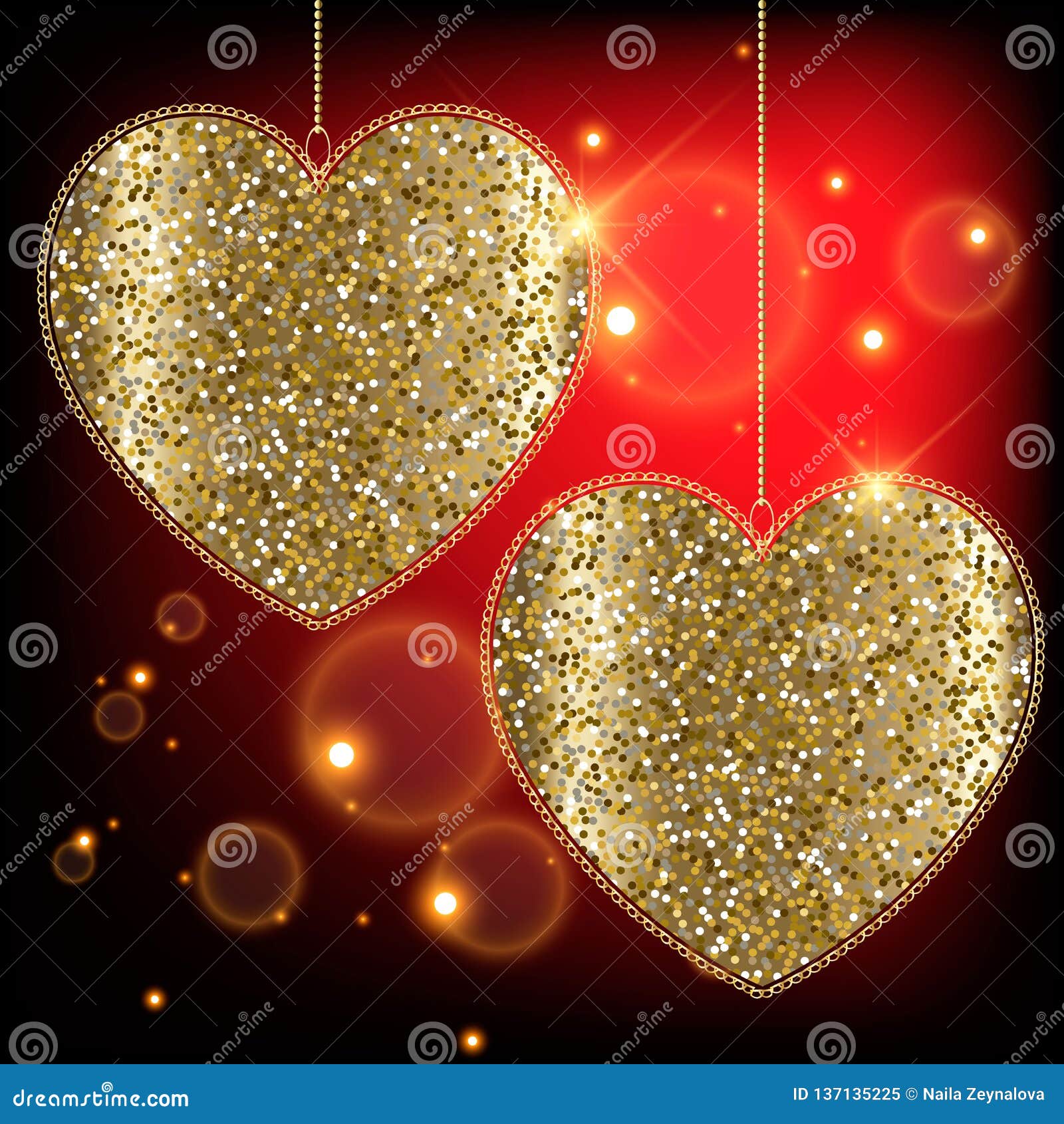 Golden Glitter Love Background, Red, Golden, Love Background Image