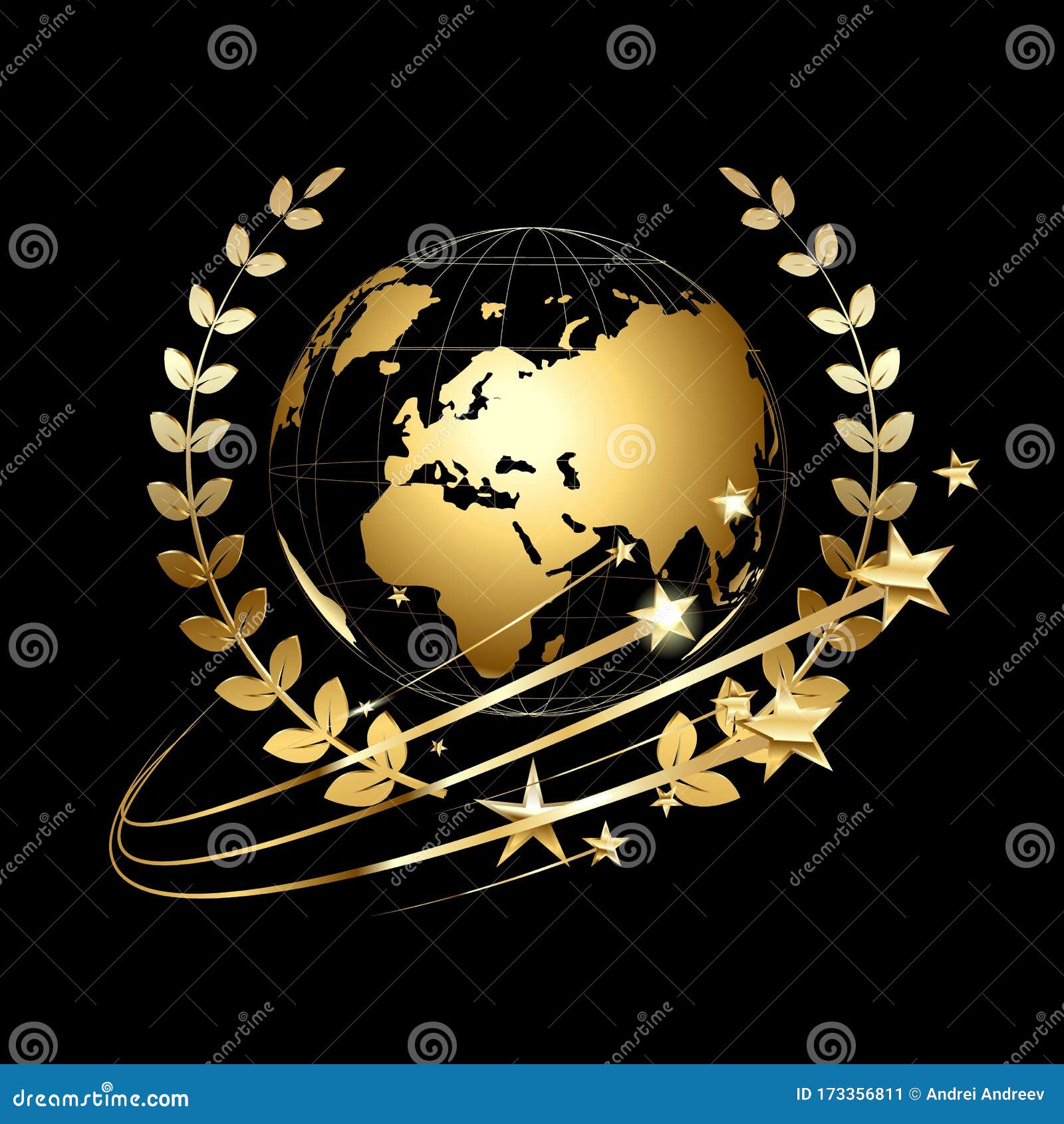 Globe And Laurel Wreath. Vector Illustration | CartoonDealer.com #50354494