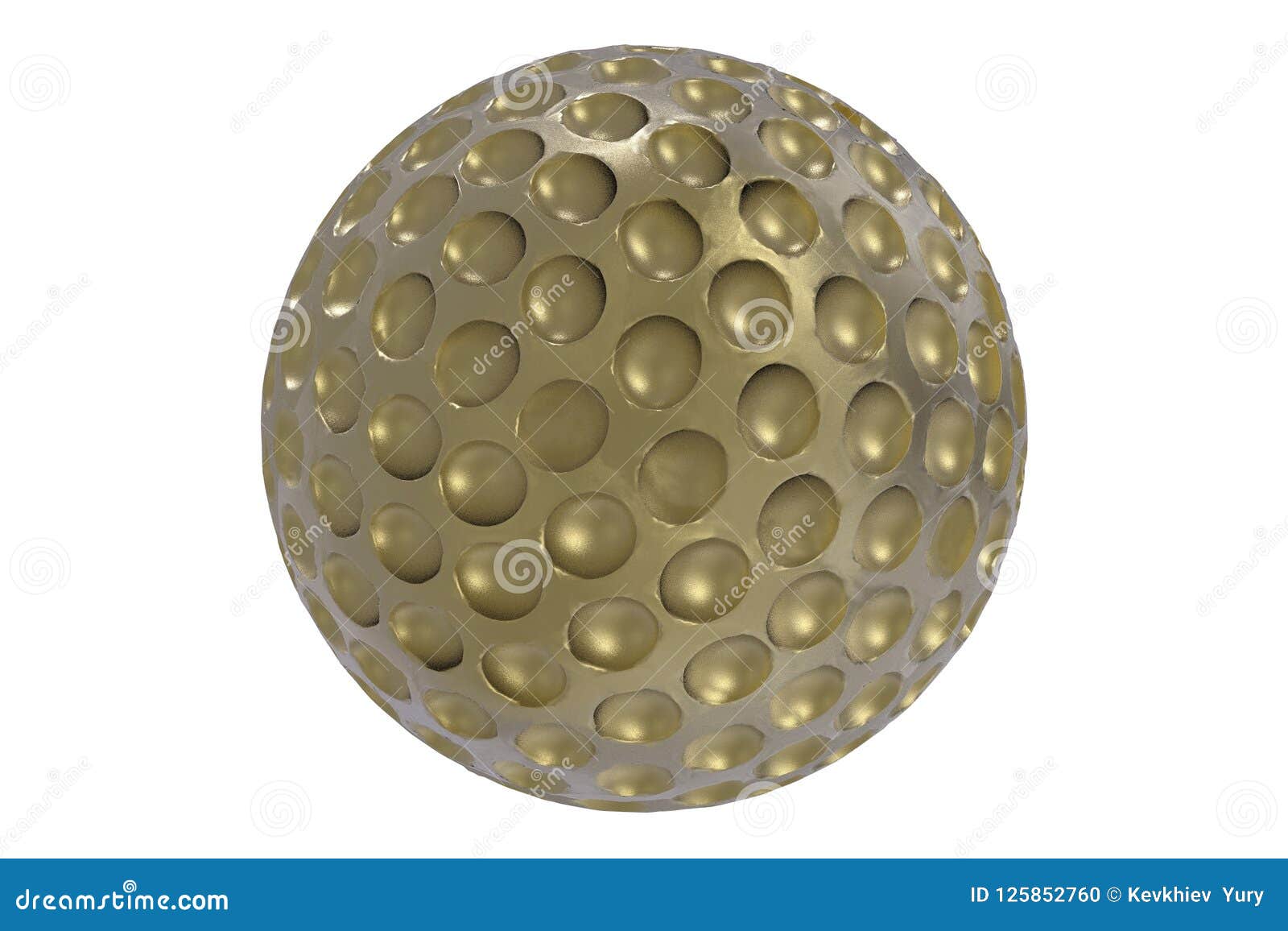 Gold Golf Ball 3D Rendering Stock Illustration - Illustration of object ...