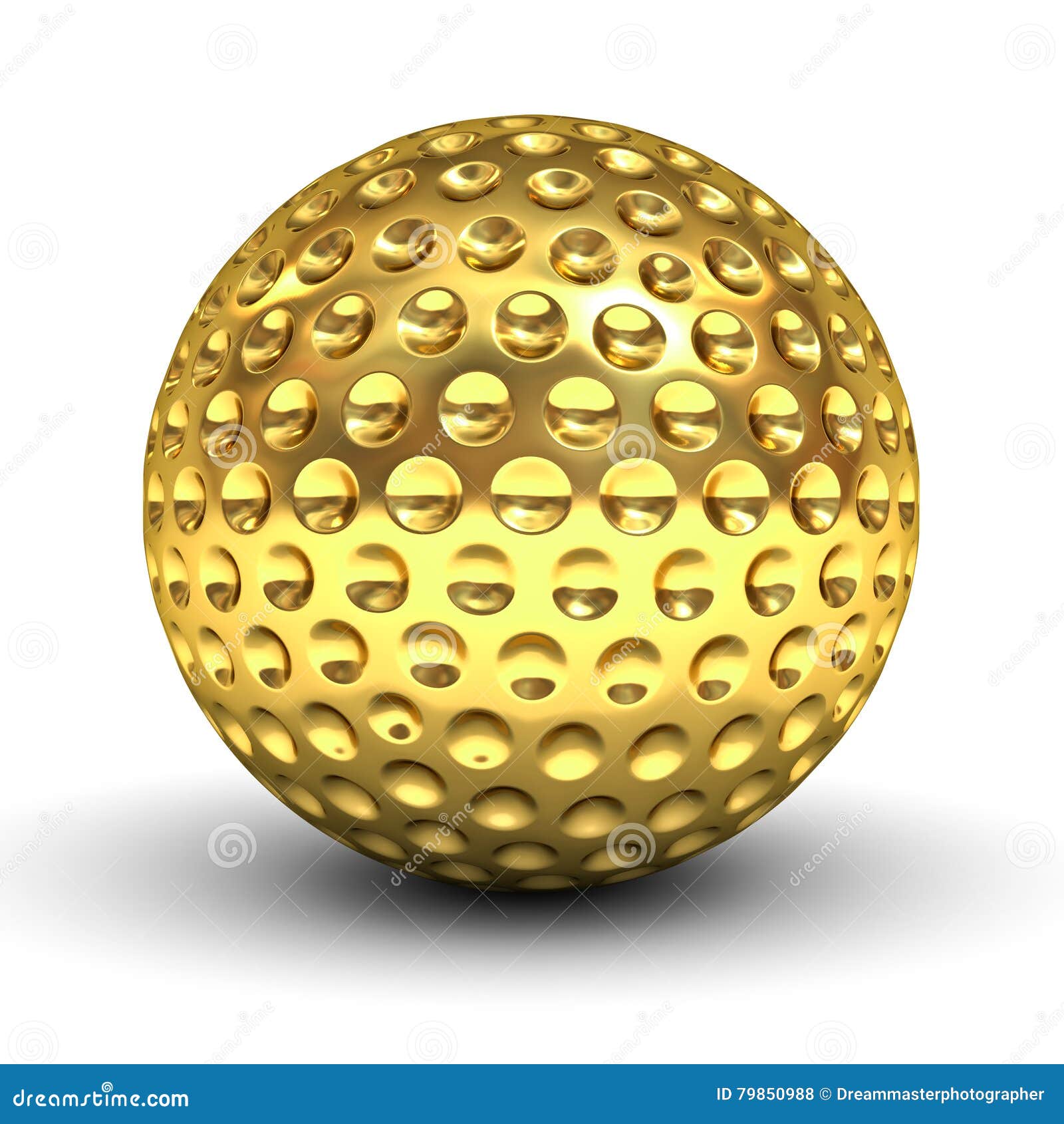 Gold Golf Ball Over White Background with Reflection Stock Illustration ...
