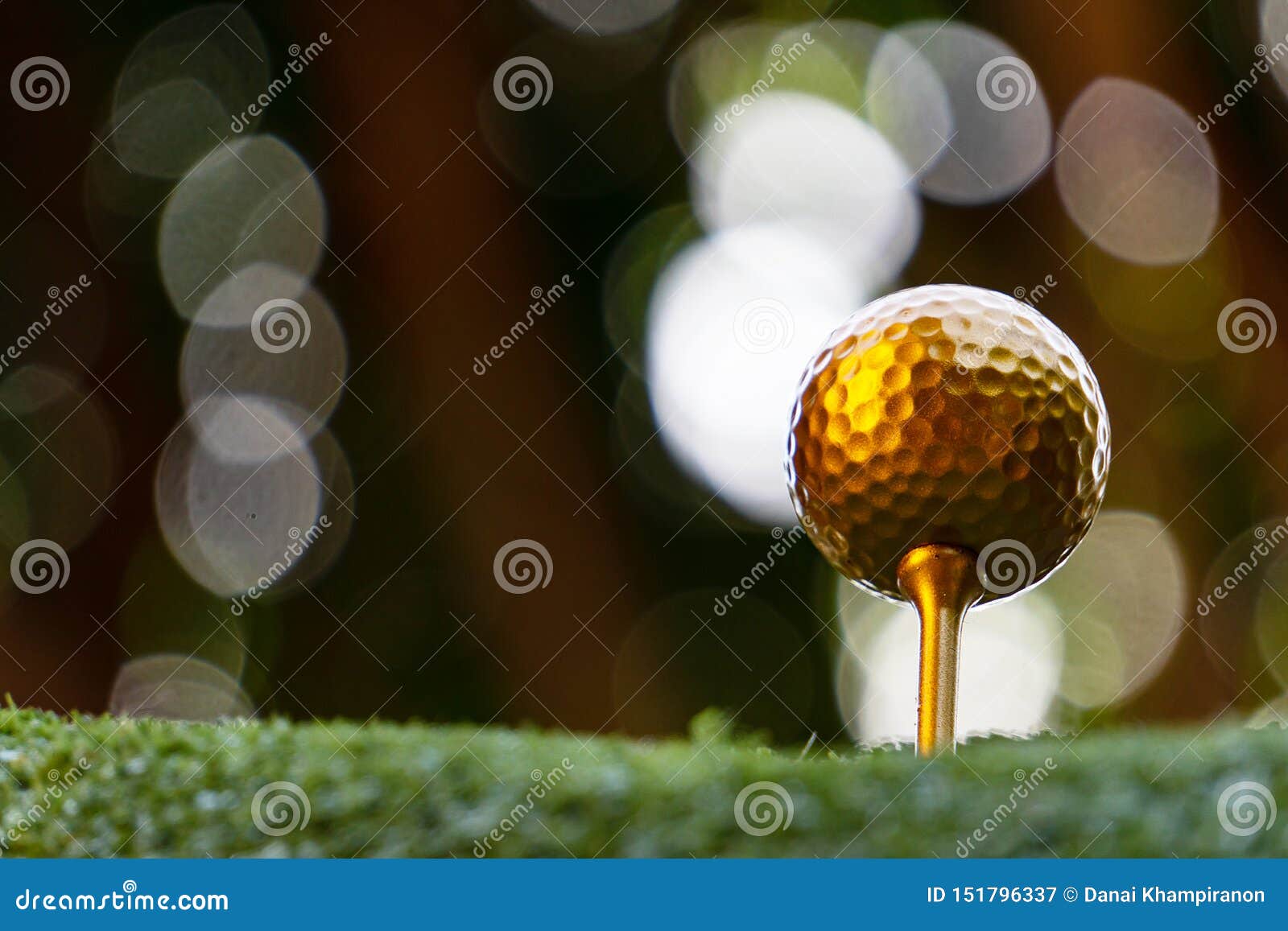 Golden Golf Ball is the World`s Biggest Sport Stock Image Image of