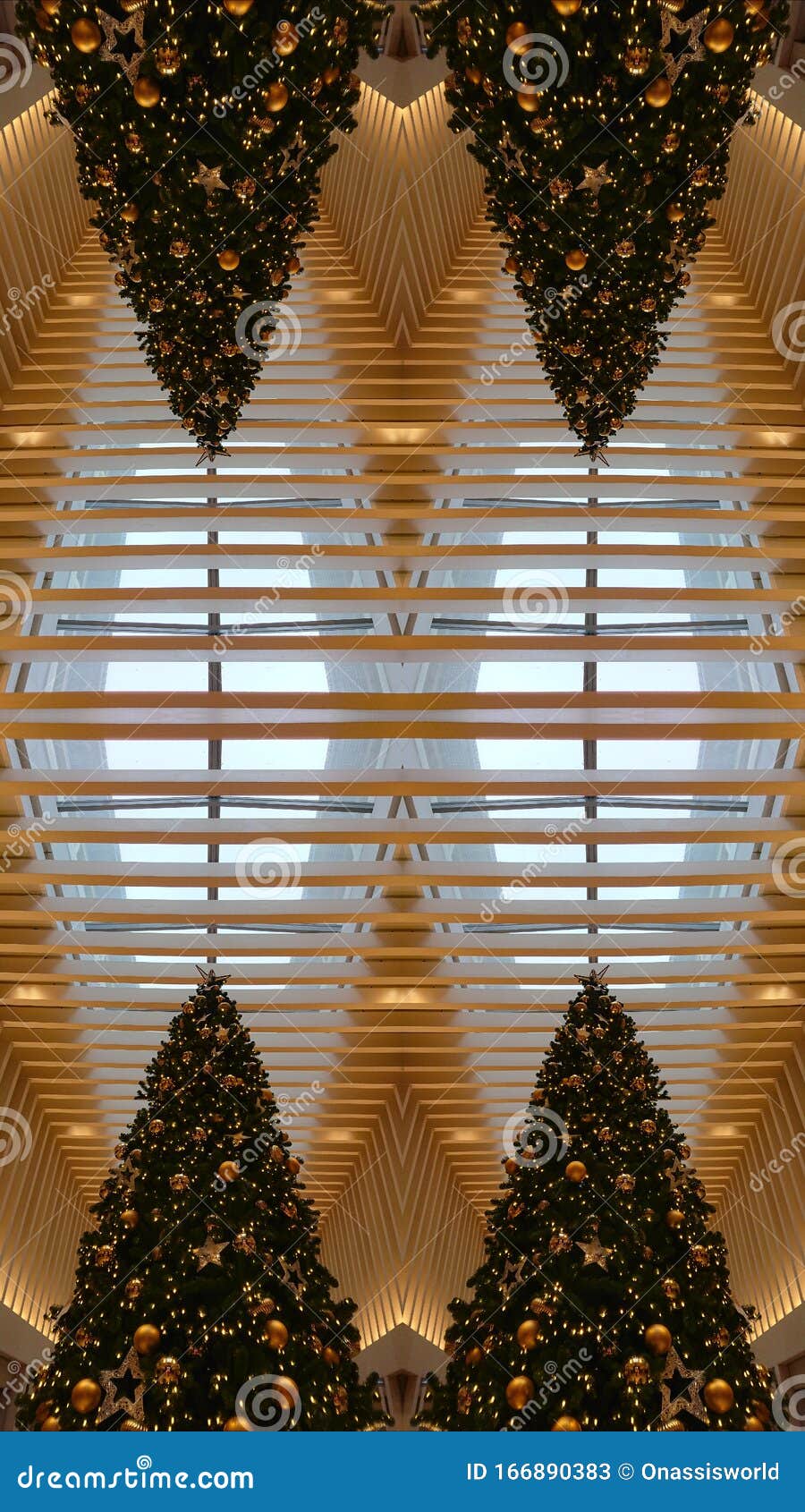 Gold Green Christmas Tree Abstract Background Stock Image Image of