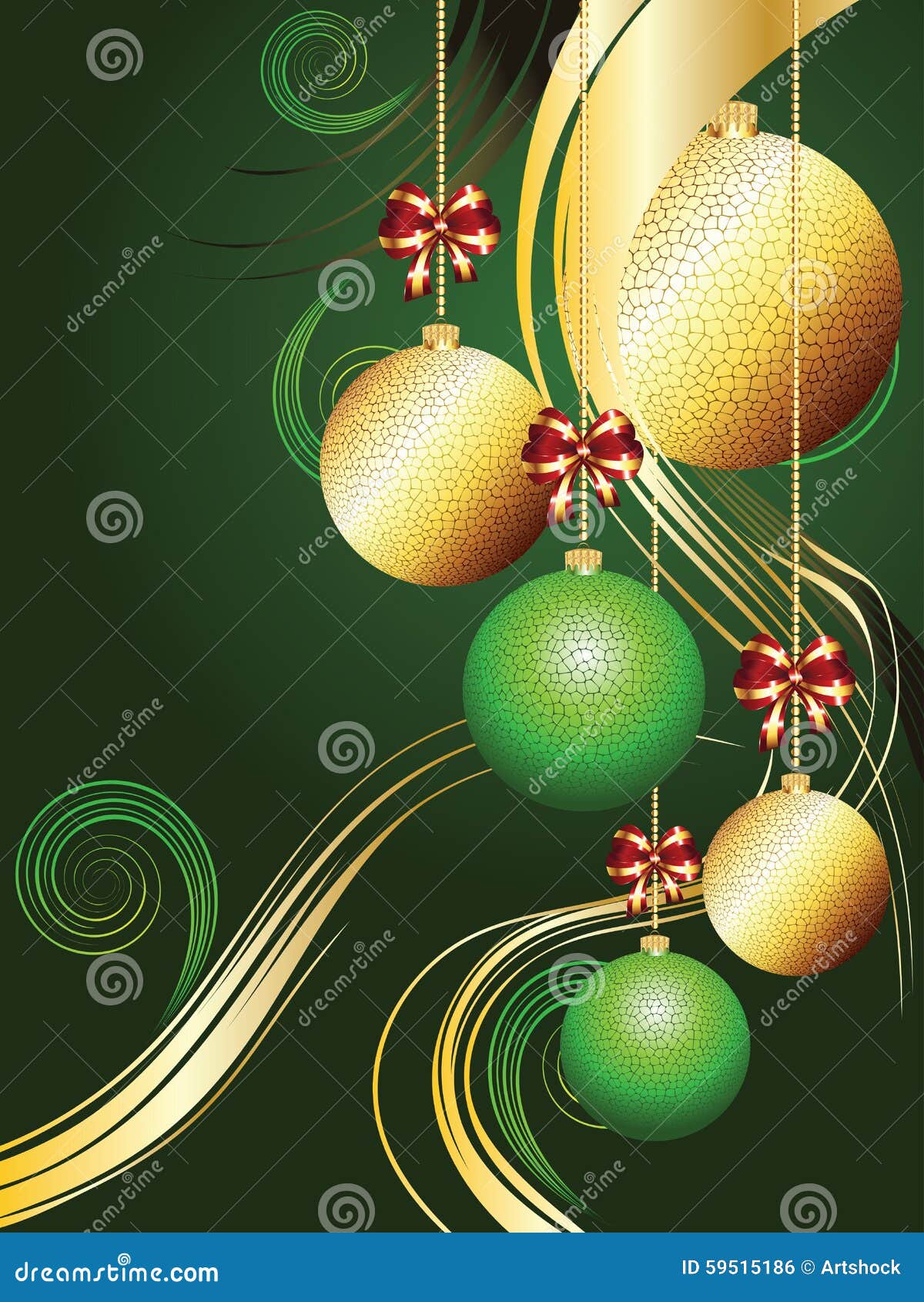 Gold and Green Xmas Balls stock illustration. Illustration of navidad ...