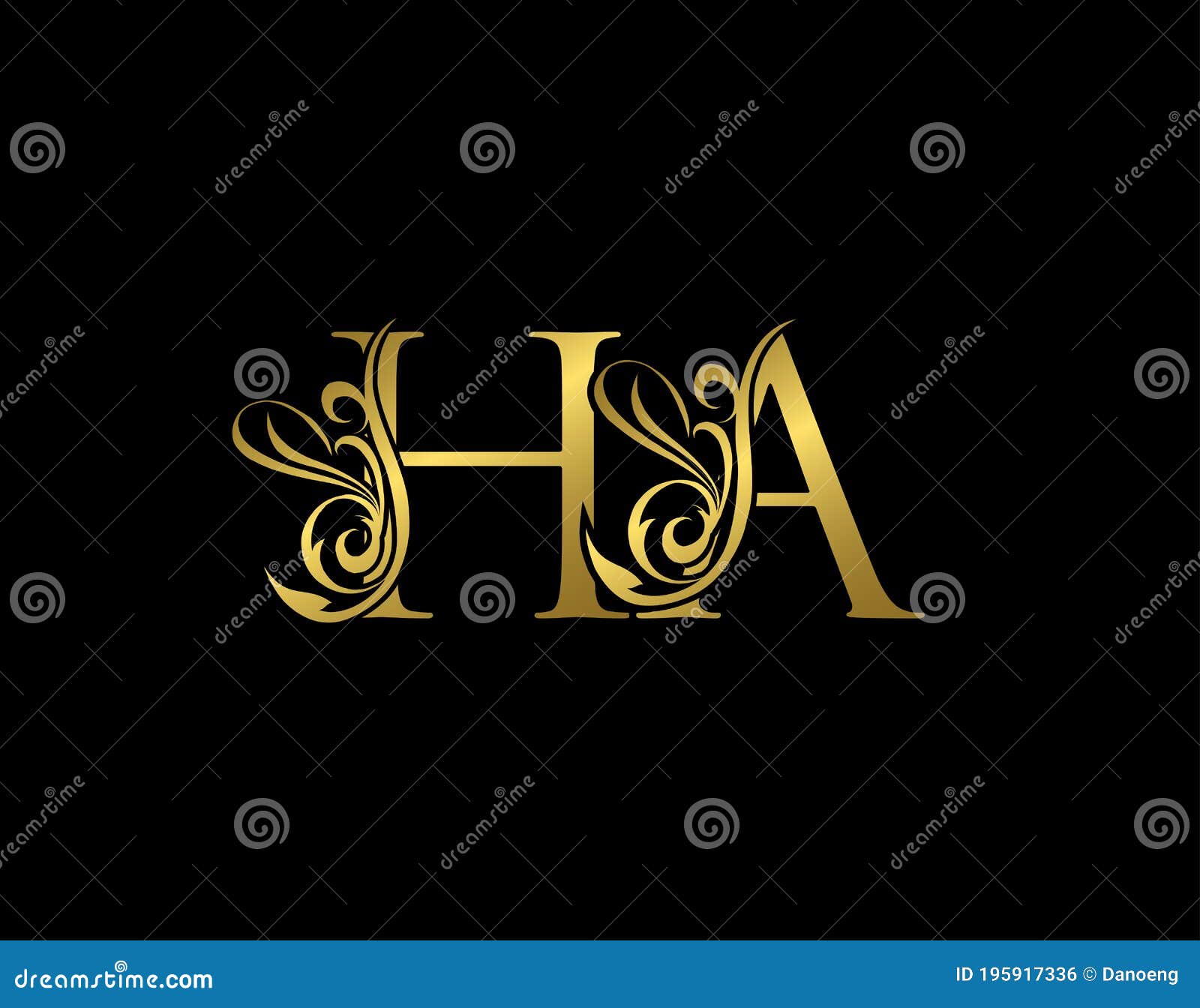 gold h, a and ha luxury letter logo icon. graceful royal style. luxury alphabet arts logo