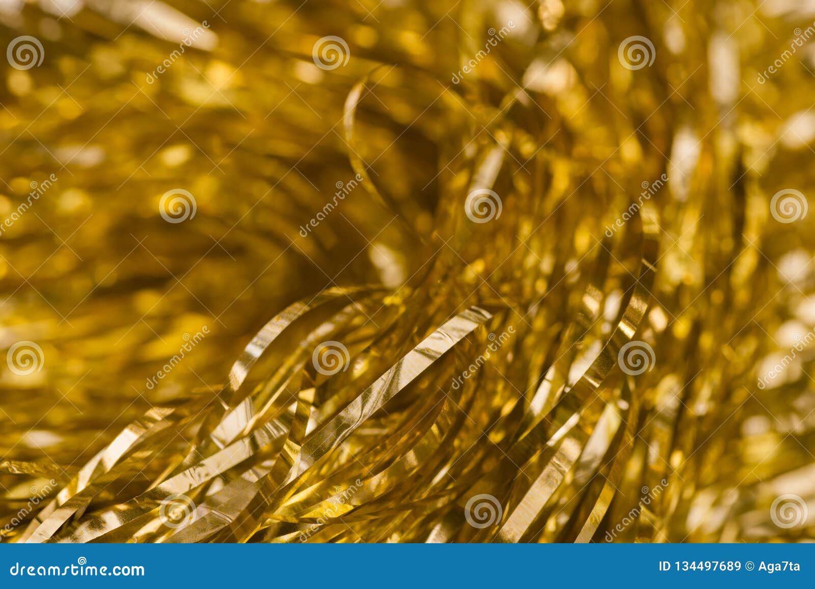 Gold hair tinsel macro stock image. Image of material 134497689
