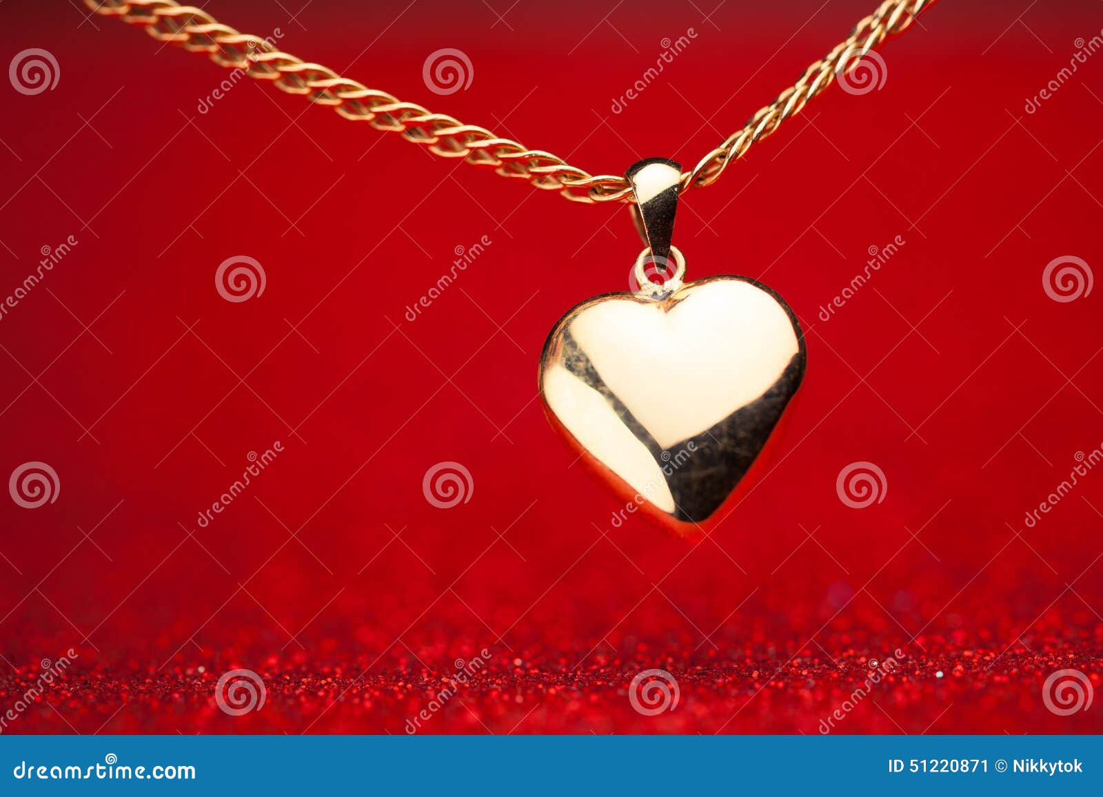Gold heart pendant stock image. Image of romantic, reflection 51220871