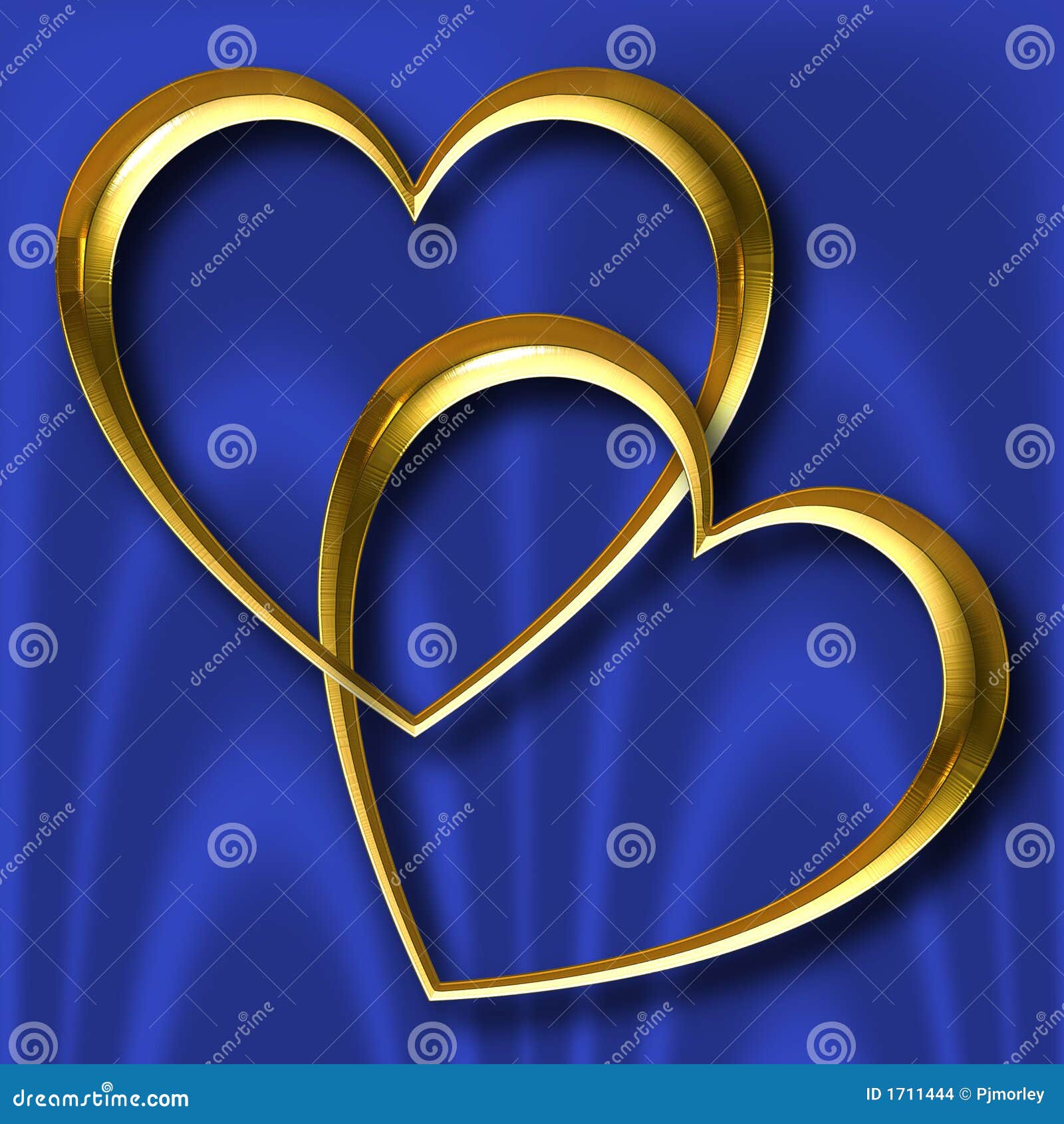 Gold Hearts on Blue Silk stock illustration. Illustration of silk 1711444