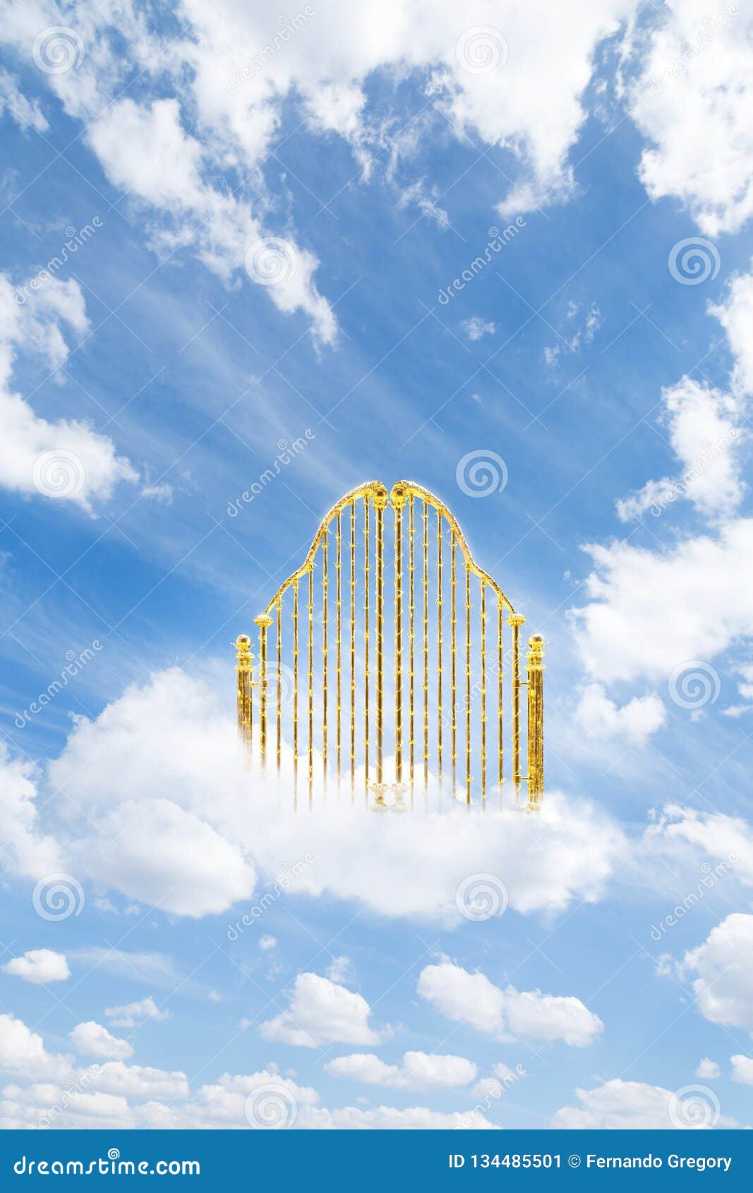 Gold Heavens Gate in the Sky / 3D Illustration Stock Illustration -  Illustration of hope, clouds: 134485501