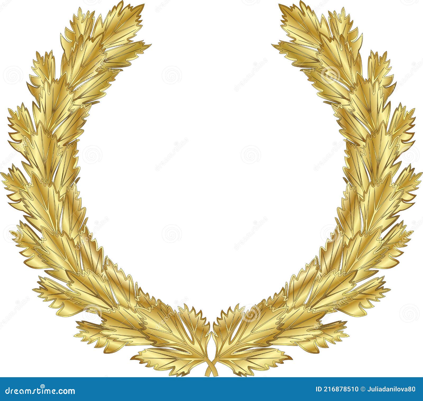 Gold Heraldic Wreath of Maple and Celery on a White Background. Stock Vector Illustration of