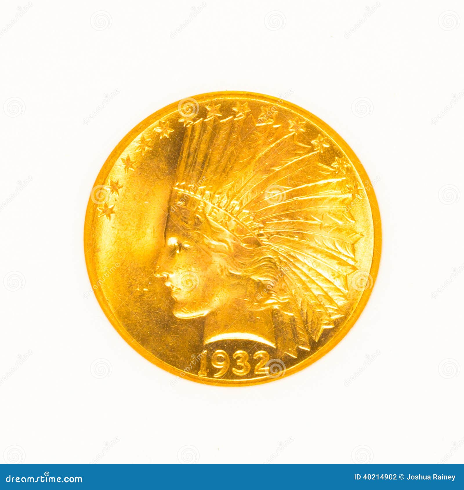 Gold Indian Head Coin Isolated Stock Photo Image of value, coin 40214902
