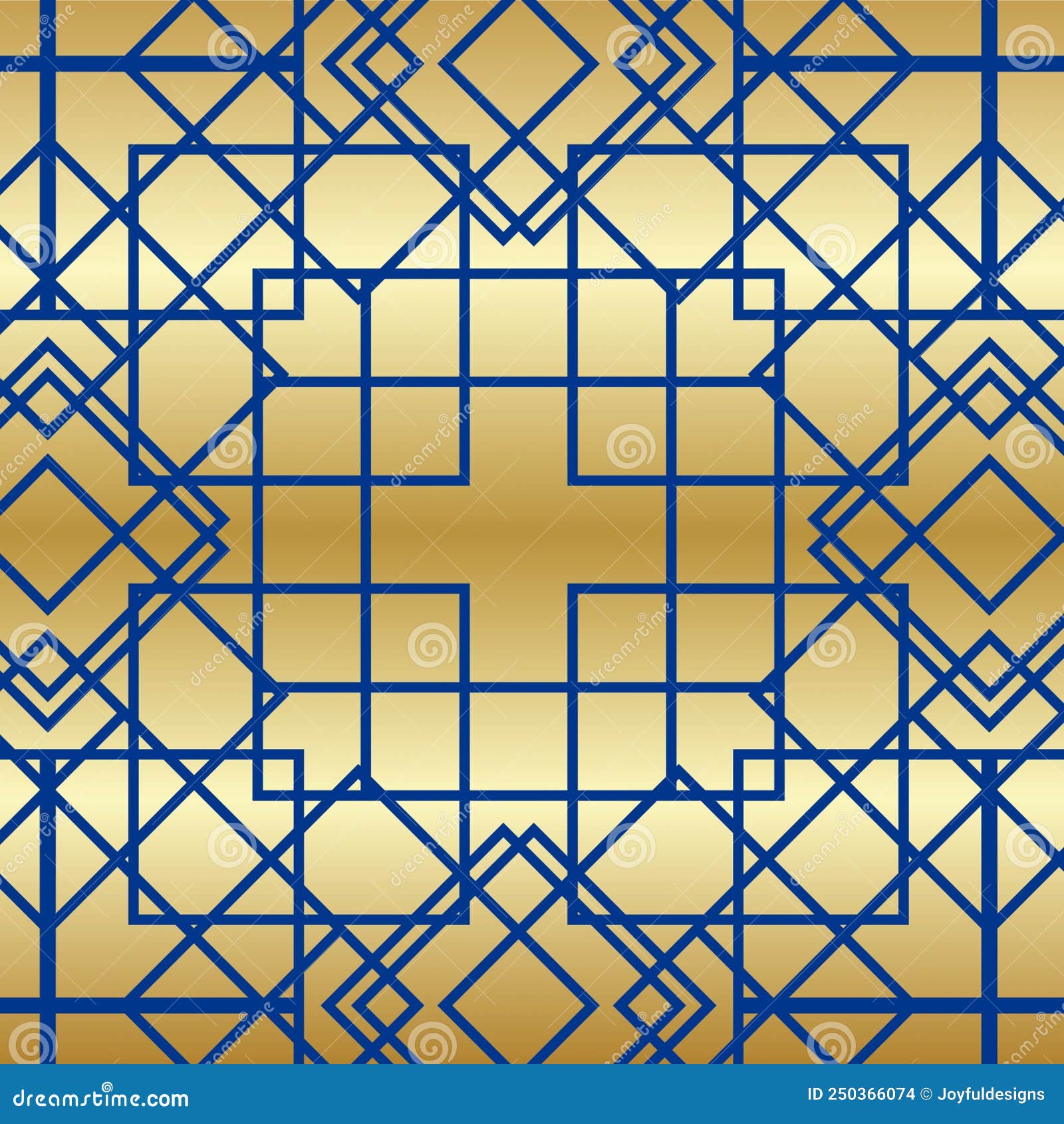 Gold and Indigo Blue Geometric Repeat Pattern Stock Illustration
