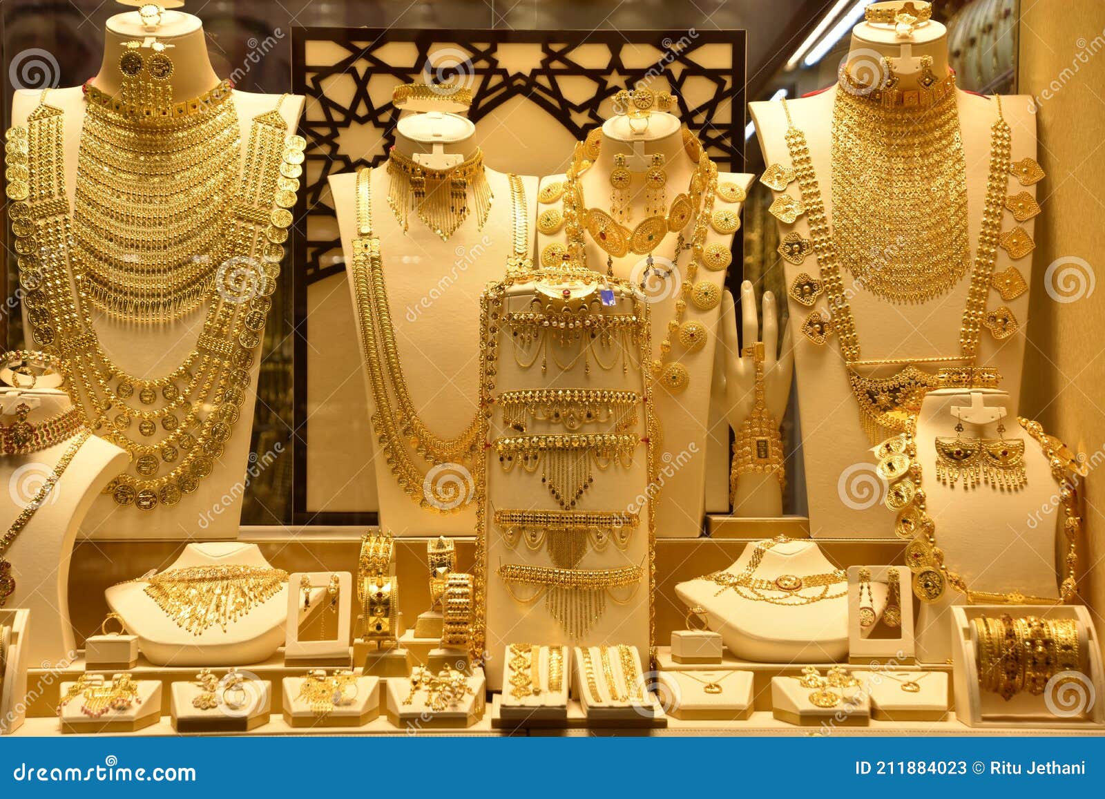 Gold Jewelry in Shops in Dubai, UAE Editorial Stock Photo Image of