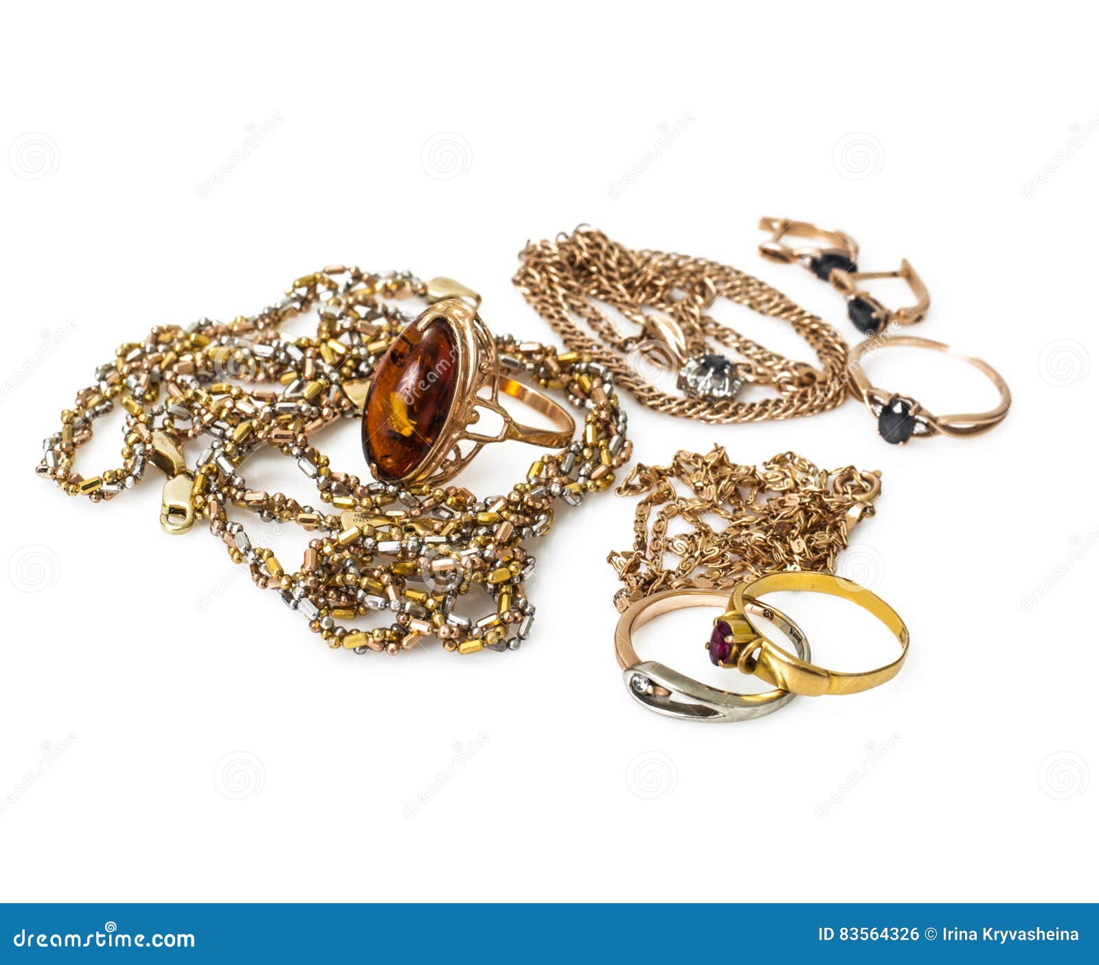 Gold Jewelry on a White Background Stock Photo Image of diamond