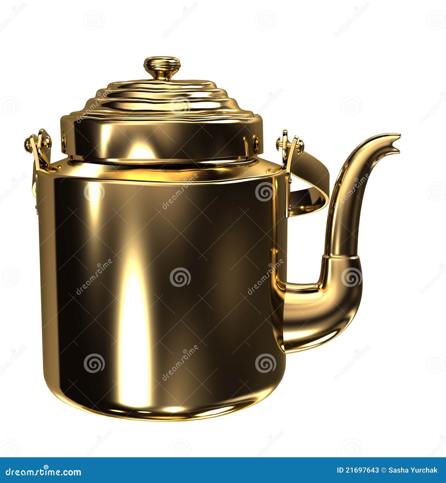 Gold kettle stock illustration. Illustration of handle 21697643