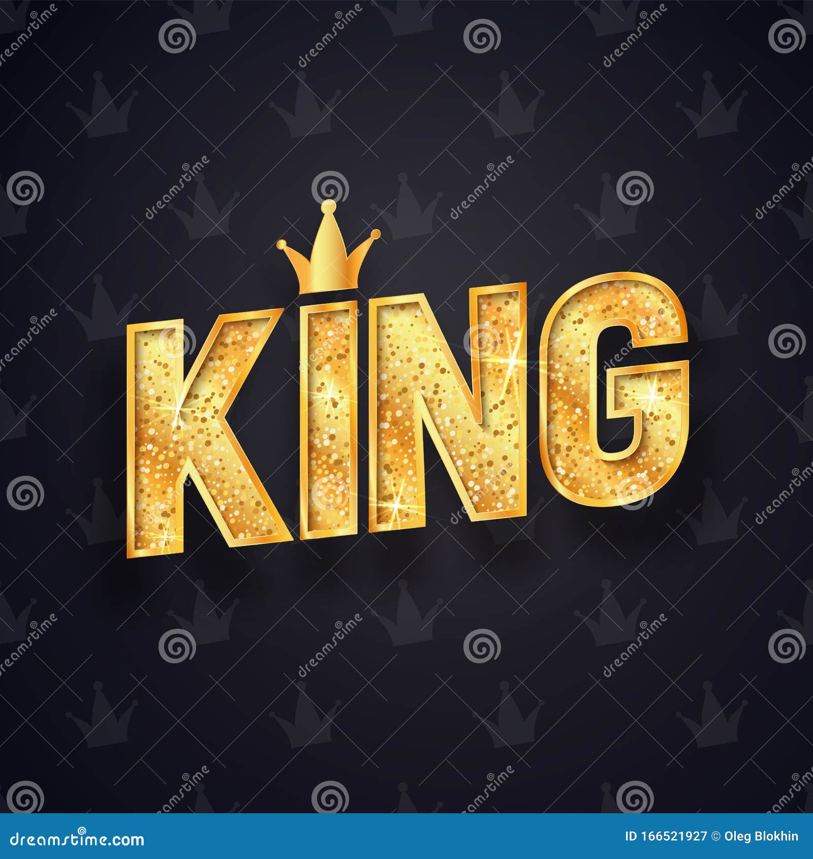 Gold King Text with Decorative Golden Crown Isolated Vector Logo on Dark  Background Stock Illustration - Illustration of drawn, letter: 166521927