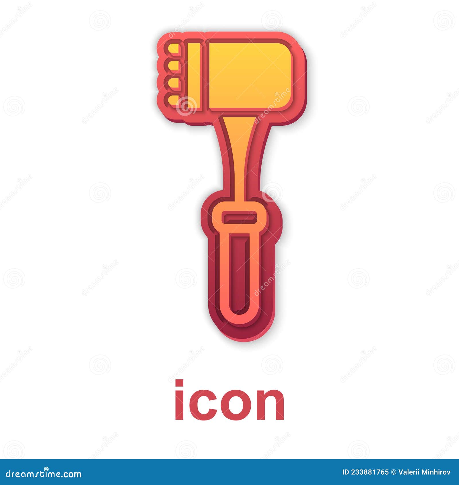 Gold Kitchen Hammer Icon Isolated on White Background. Meat Hammer